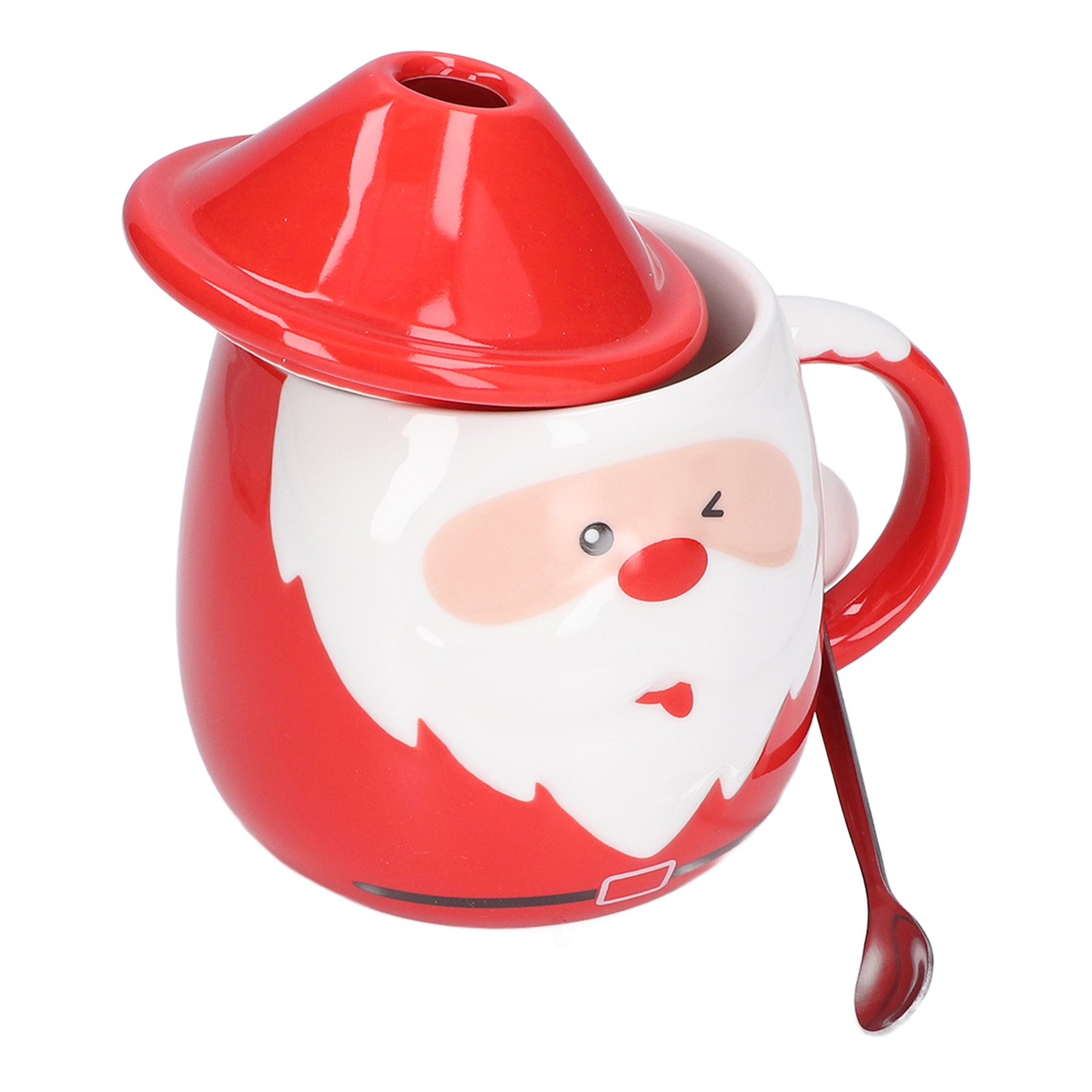 450 Ml Weihnachtstasse, Große Fassungsvermögen, Keramik-tee-, Milch- Oder Kaffeetasse Mit Deckel Und Löffel Für Zuhause (typ C)