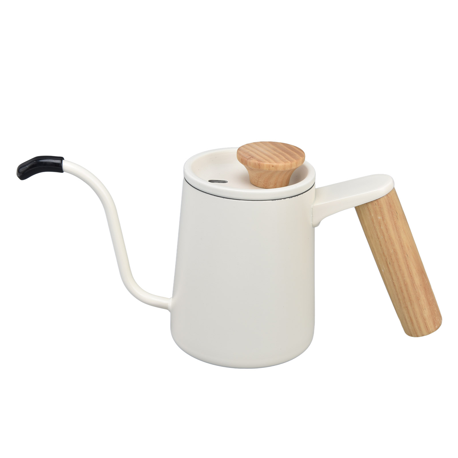 Kaffeekanne Mit Edelstahlgriff, Langem Schwanenhalsausguss, Mattweiß, 350 Ml