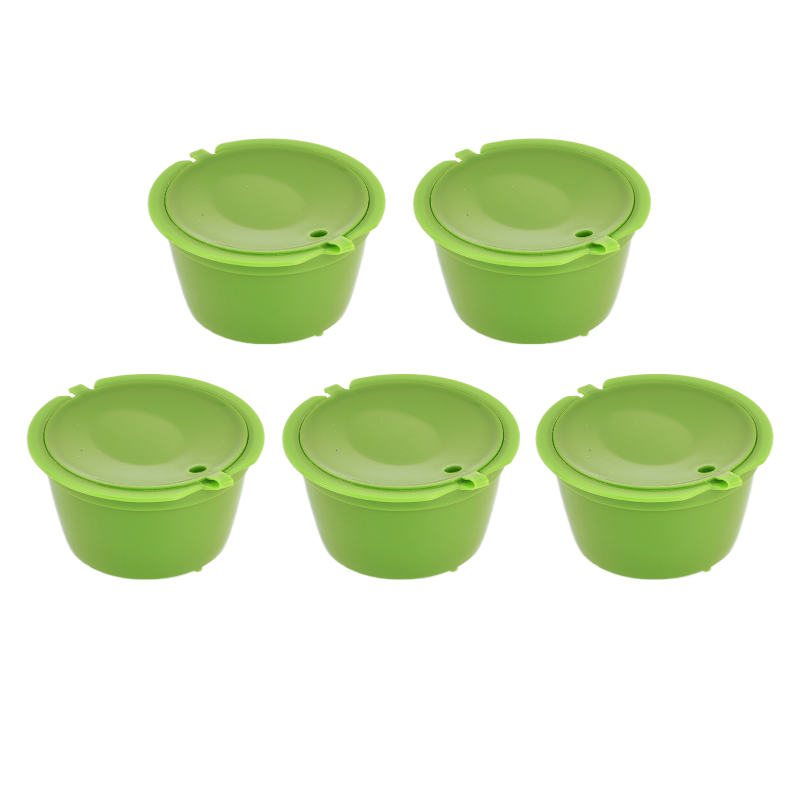 5 Stück 50 Ml Wiederverwendbare Kaffeekapseln Mit Löffel Für Dolce Gusto Kaffeemaschinen, Grasgrün