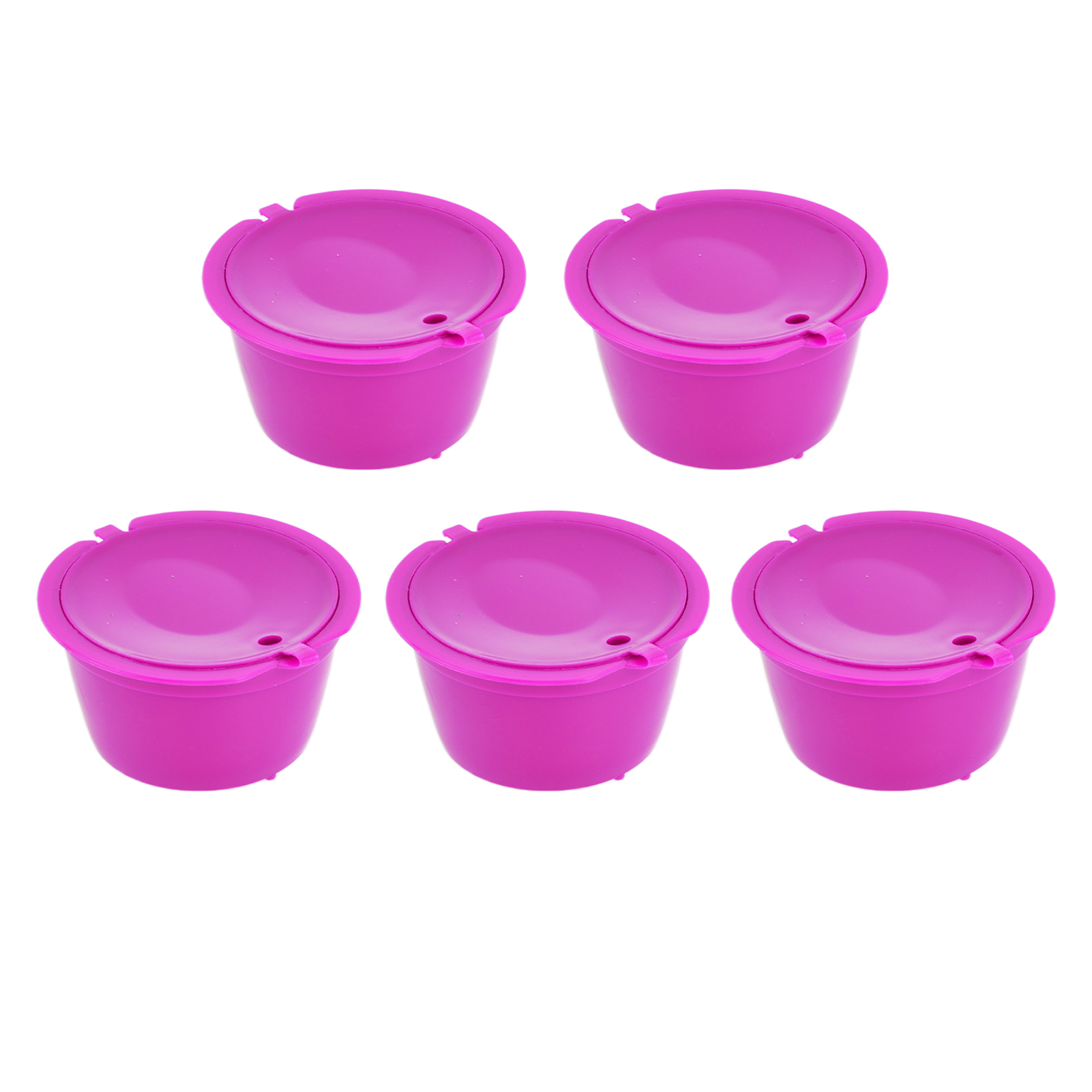 5 Stück 50 Ml Wiederverwendbare Kaffeekapseln Mit Löffel Für Dolce Gusto Kaffeemaschinen, Rosenrot