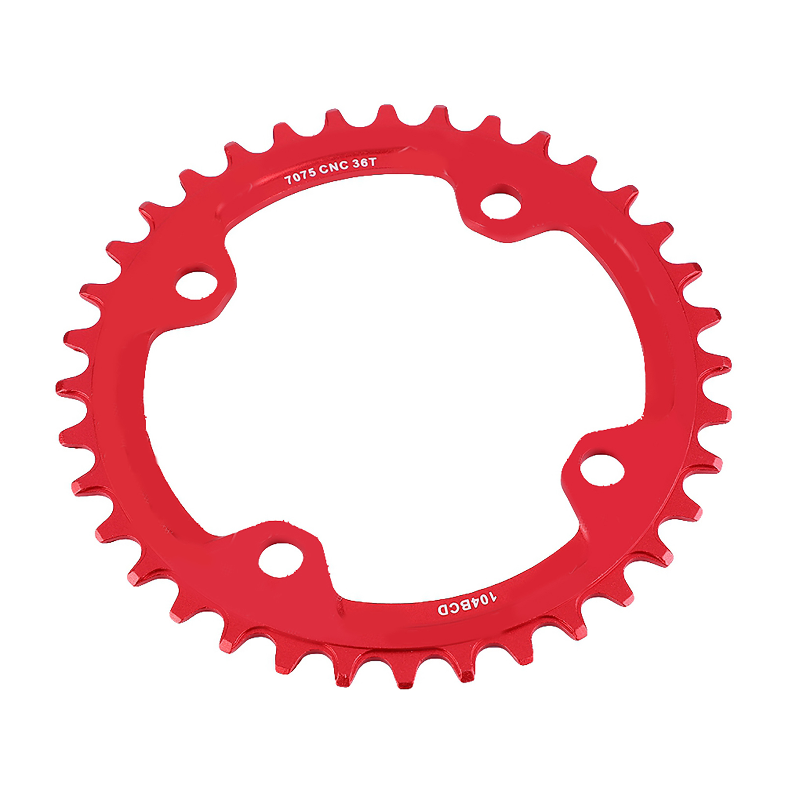 Pièces De Rechange Pour Plateau De Chaîne Mono-manivelle En Acier Pour Vtt 32/34/36/38t Bcd 104 (rouge 36t)