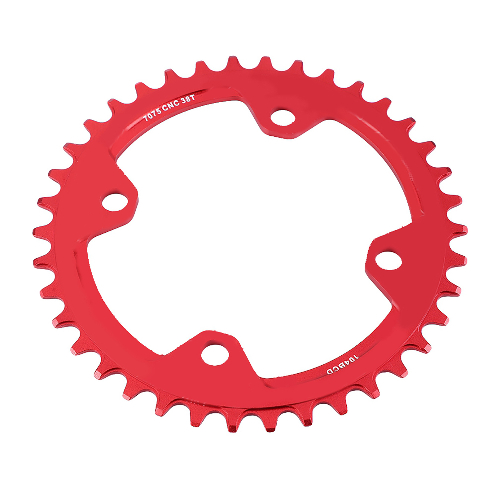 Pièces De Rechange Pour Plateau De Chaîne Mono-manivelle En Acier Pour Vtt 32/34/36/38t Bcd 104 (rouge 38t)