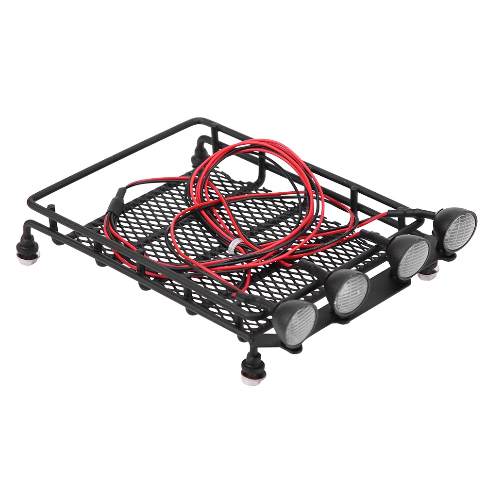 Porte-bagages De Toit Rond Avec Lumières Led Pour Voiture Rc Axial Scx10 1/10 (2 Blanches, 2 Rouges)