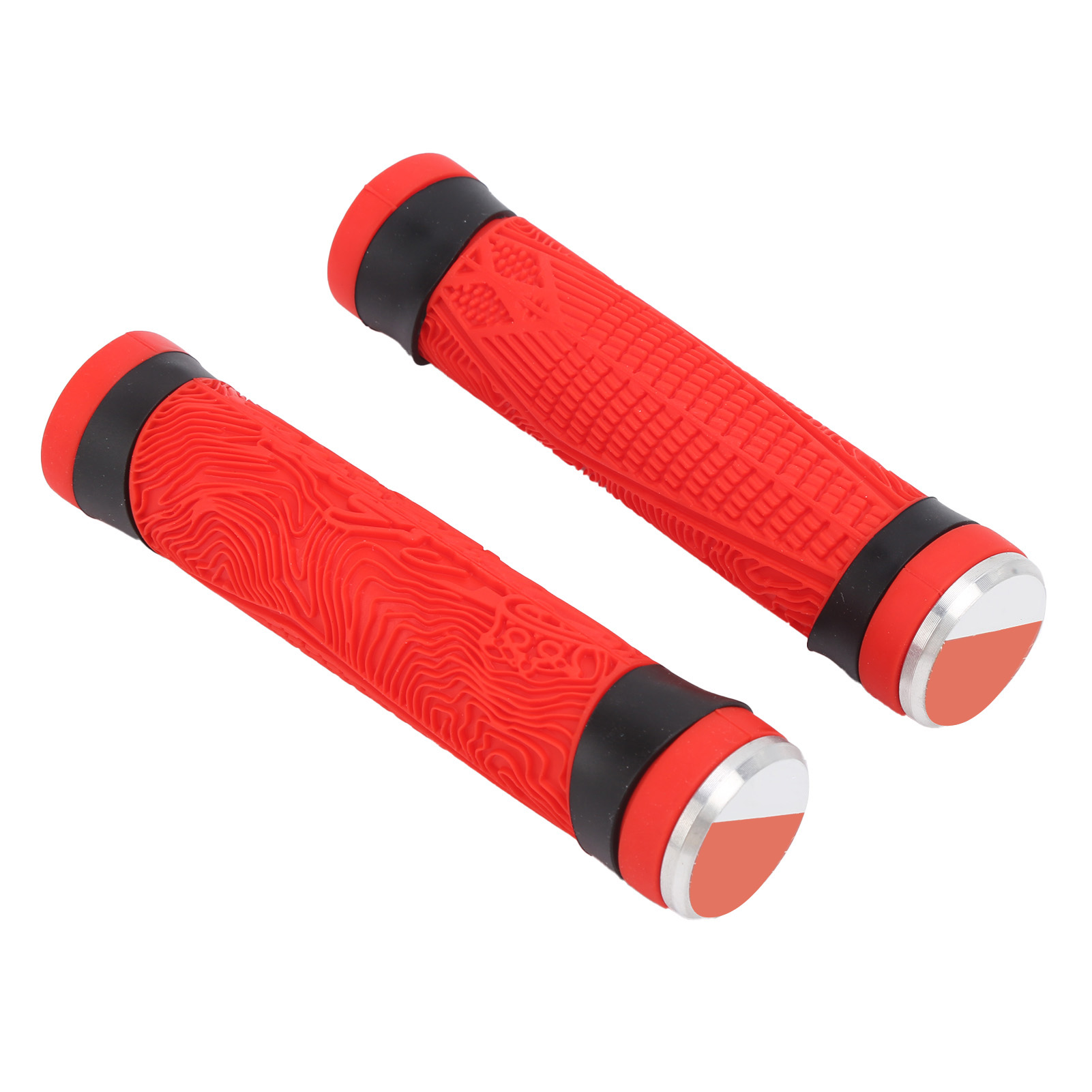 Poignées De Guidon De Vélo Vtt En Silicone Antidérapantes Avec Embouts, Accessoire De Cyclisme Antichoc (rouge)