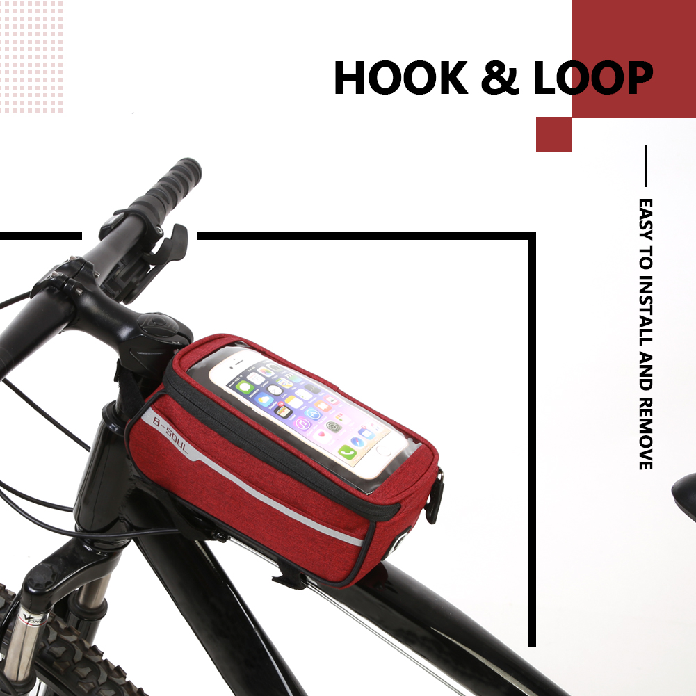 Sacoche De Rangement Pour Téléphone Portable B Soul Bike Pour Cadre Avant, Fermeture Auto-agrippante, Pochette De Vélo (rouge)