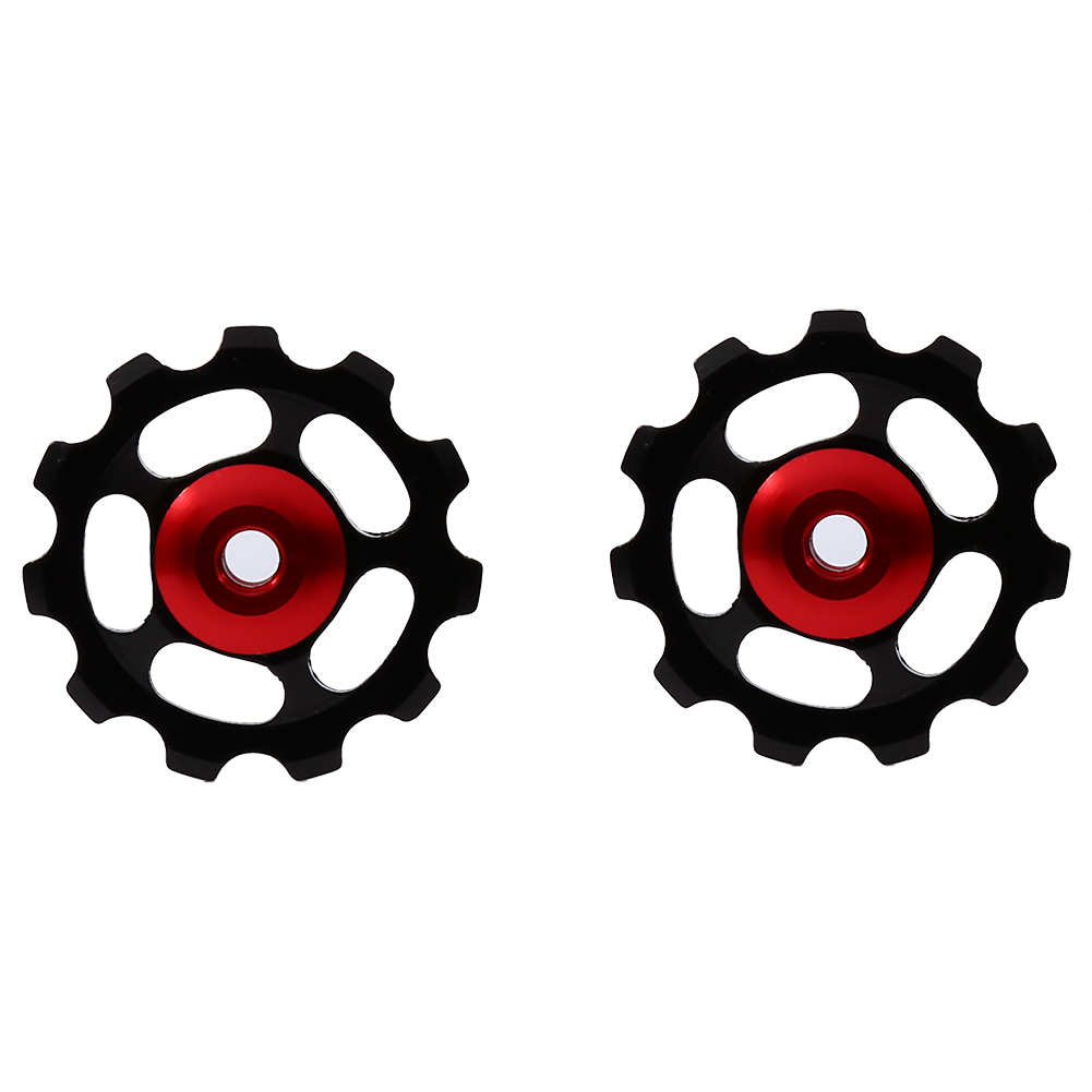 Galets De Dérailleur Arrière En Alliage D'Aluminium 11t Usinés Cnc Pour Vélo (noir + Rouge)