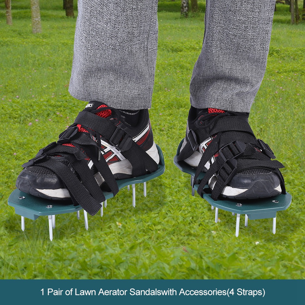 Paar Rasenlüftersandalen, Spikeschuhe Zum Auflockern Des Bodens, Gartengerät Mit 4 Riemen, Einheitsgröße.