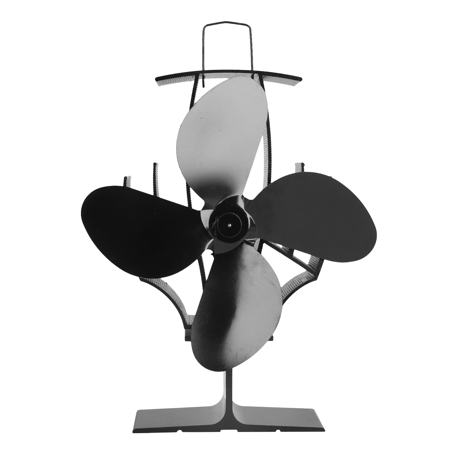 Freistehender 4-blatt-ofenlüfter Aus Aluminium, Wärmezirkulation Für Holzkamine, Leise Wärmeverteilung, Energiesparend Für Zuhause