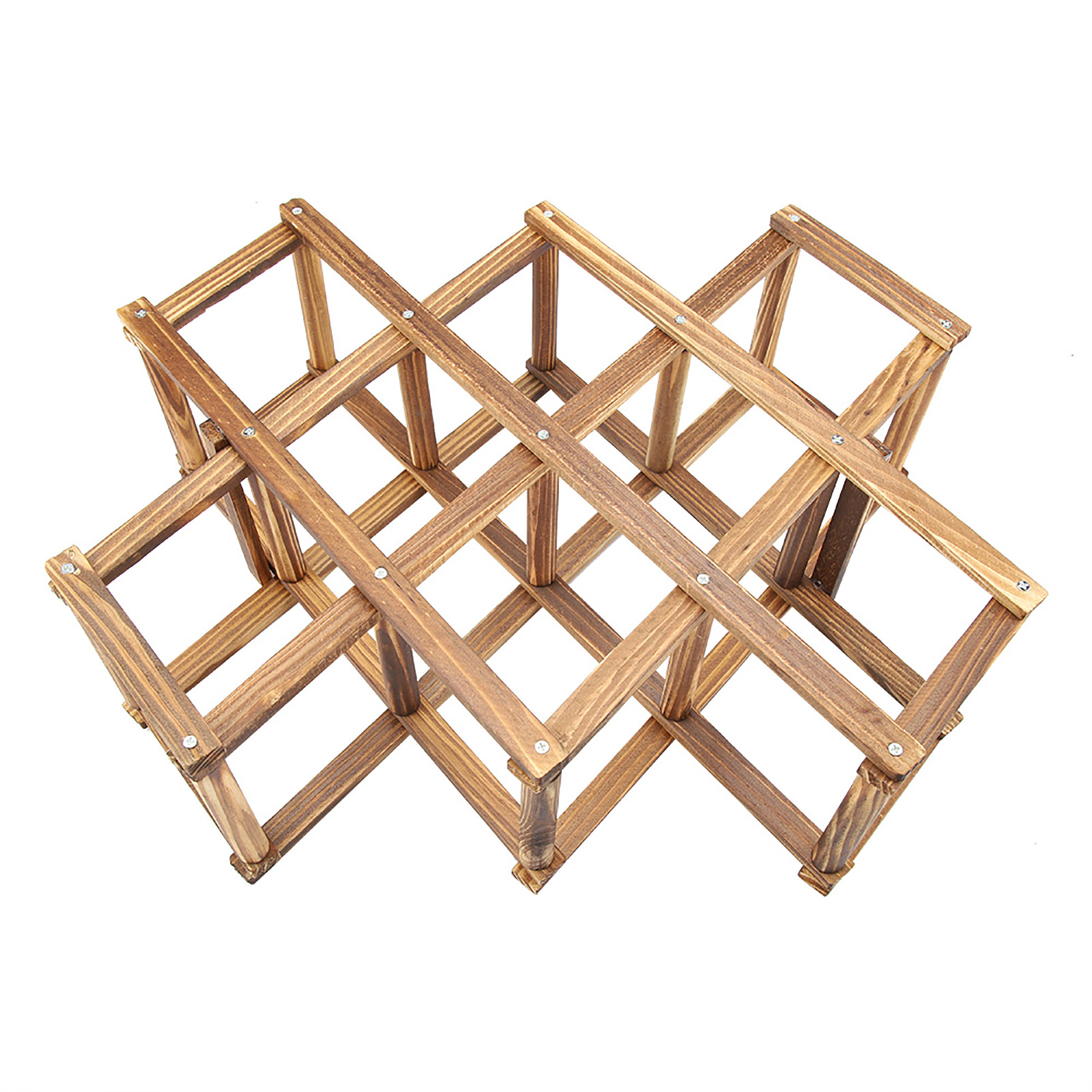 Klappbares Weinregal Aus Holz, Zur Wand- Oder Bodenpräsentation, Bietet Platz Für 10 Flaschen, Ein Robustes Und Dekoratives Regal.