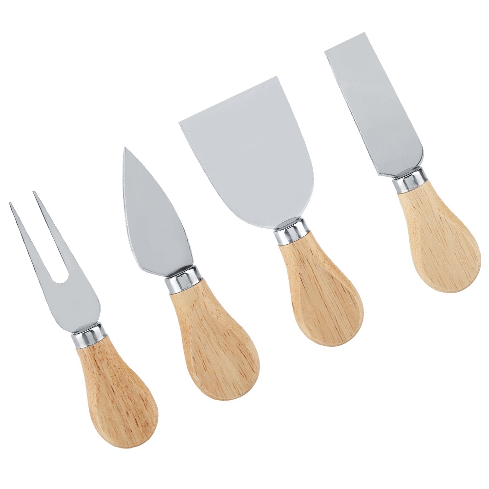 Set Mit 4 Käsemessern Aus Edelstahl Mit Holzgriffen – Professionelles Käsemesser-set Zum Schneiden Und Tranchieren