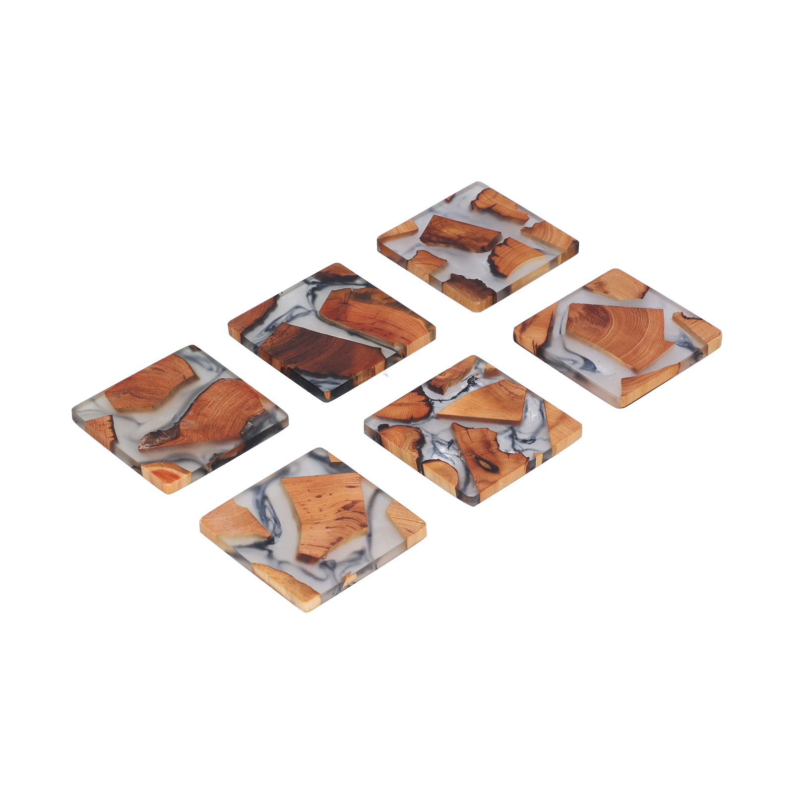 Untersetzer Aus Buchenholz Und Glas, 6er-set Quadratische, Isolierte Untersetzer, Handgefertigte Tischdekoration, Möbelschutz, Ideal Für Zuhause
