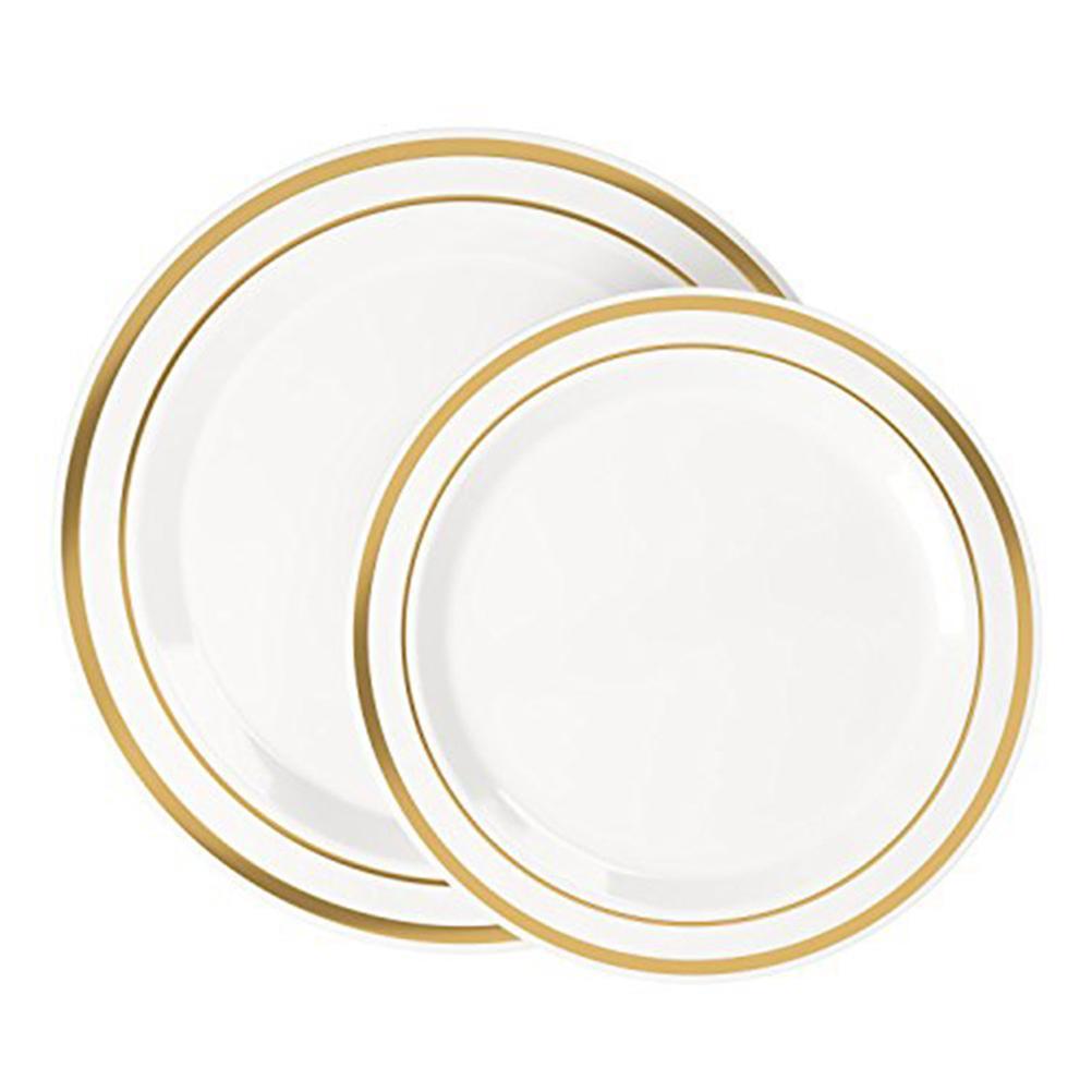 Goldene Und Silberne Kunststoffteller, 50 Stück: 25 Teller Mit 15 Cm Durchmesser Und 25 Teller Mit 23 Cm Durchmesser Für Partys Und Empfänge