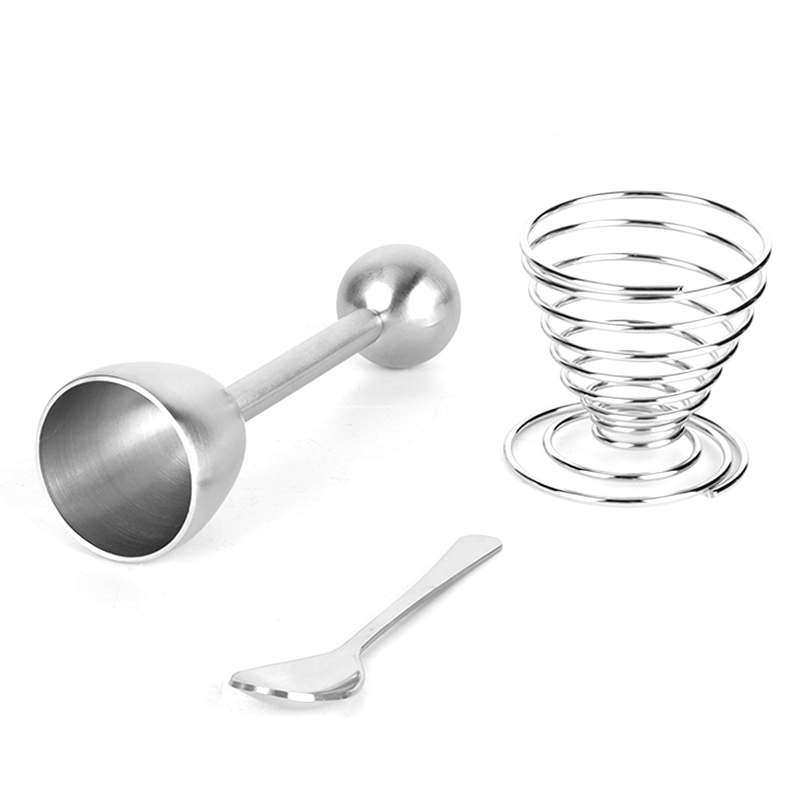 Eieröffner-set Aus Edelstahl, 6-teilig Mit Eierschneider, Schalenöffner, Federbelastetem Eierhalter Und Löffel, Küchenutensilien
