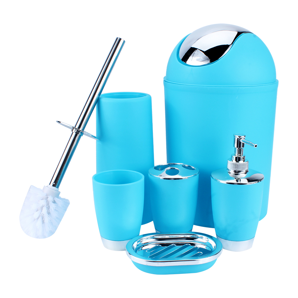 6-teiliges Badezimmer-accessoire-set: Korb, Seifenschale, Seifenspender, Becher, Zahnbürstenhalter