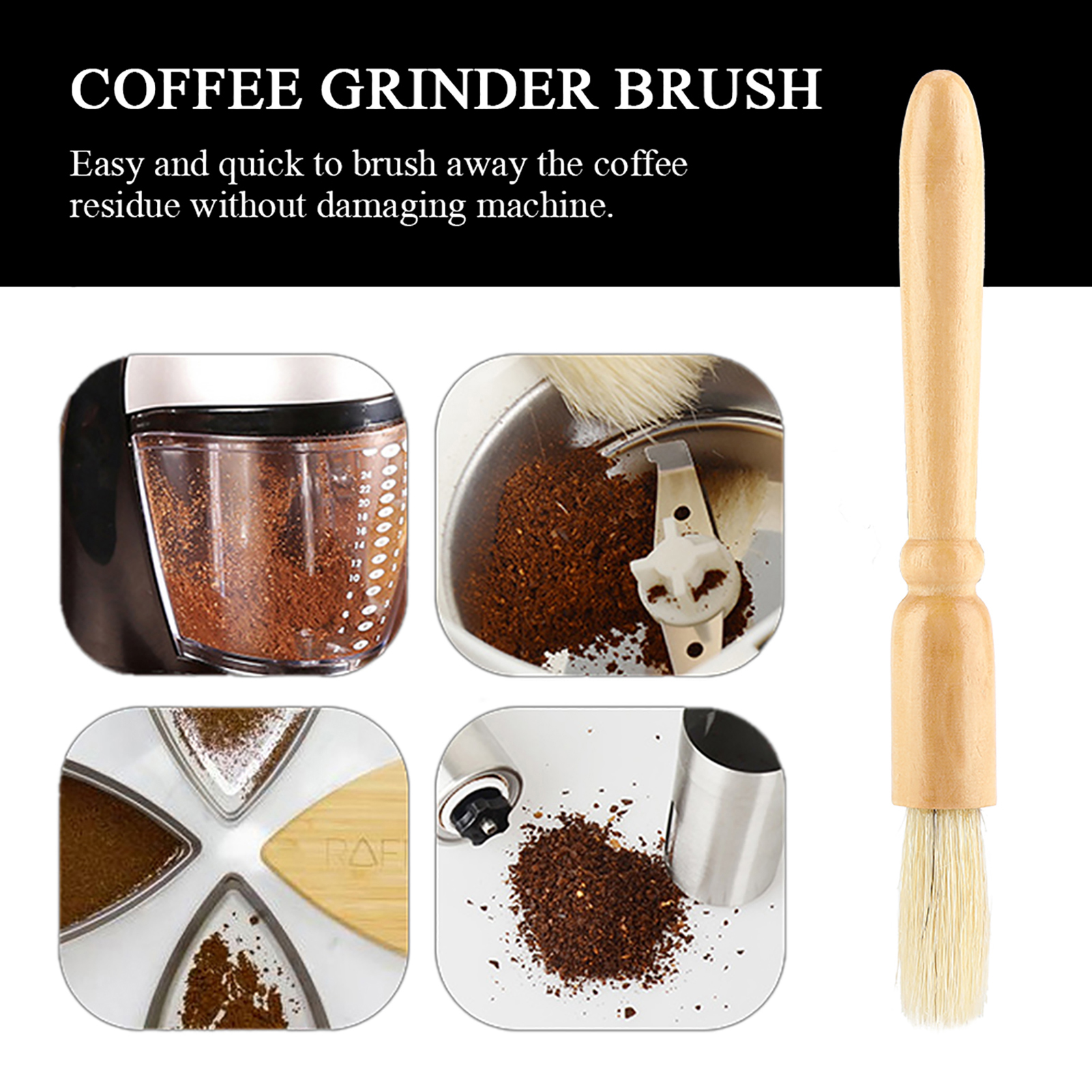 Reinigungsbürste Für Kaffeemühlen, Griff Aus Massivholz, Praktisches Wartungswerkzeug, Zubehör Zur Reinigung Von Kaffeemaschinen.