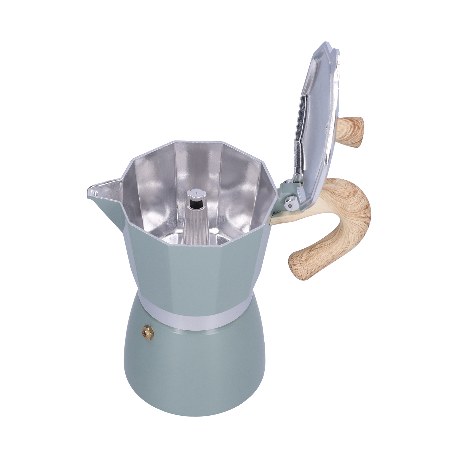 300-ml-mokakanne, Cyanblaue Italienische Kaffeemaschine Für Gasherd, Spirituskocher Und Elektroherd, Kaffeemaschine Aus Aluminium