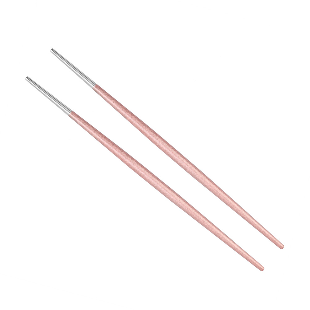 Set Japanischer Essstäbchen Aus Edelstahl 304 Für Sushi, Wiederverwendbares Tischbesteck, Rosa-silbernes Paar, Langlebig Und Elegant.