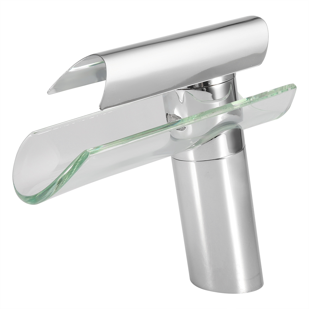 Wasserfall-waschtischarmatur Aus Glas, Verchromte Mischbatterie Für Badezimmerwaschbecken, Eu G3/4 Steckdose, Moderne Armaturenausstattung.