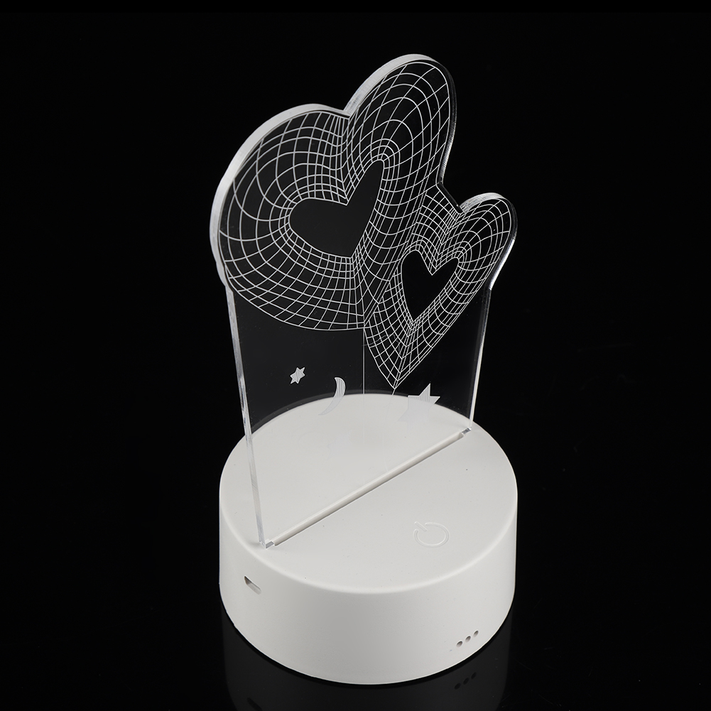 Romantische 3d-illusions-tischleuchte, 4,5 V Usb, 7-farbiges Touch-nachtlicht, Tischdekoration Mit Weißem Sockel