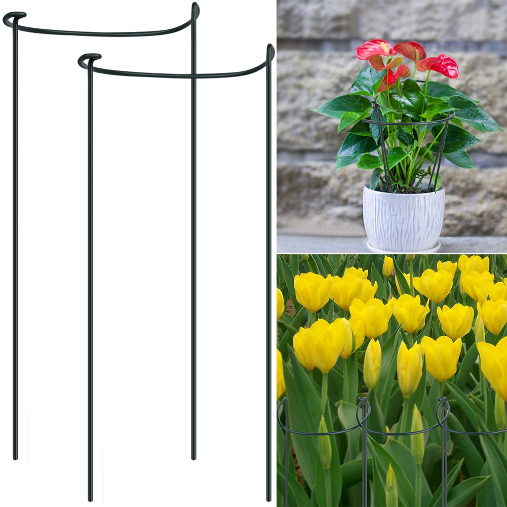 Halbrunder Pflanzenständer Für Zimmerpflanzen, Blumenständer Aus Metall, Wiederverwendbarer Gartenstab, Stabilisierungsring Für Kletterpflanzen, 3er-set, Grüne Ausführung, 90 Cm.