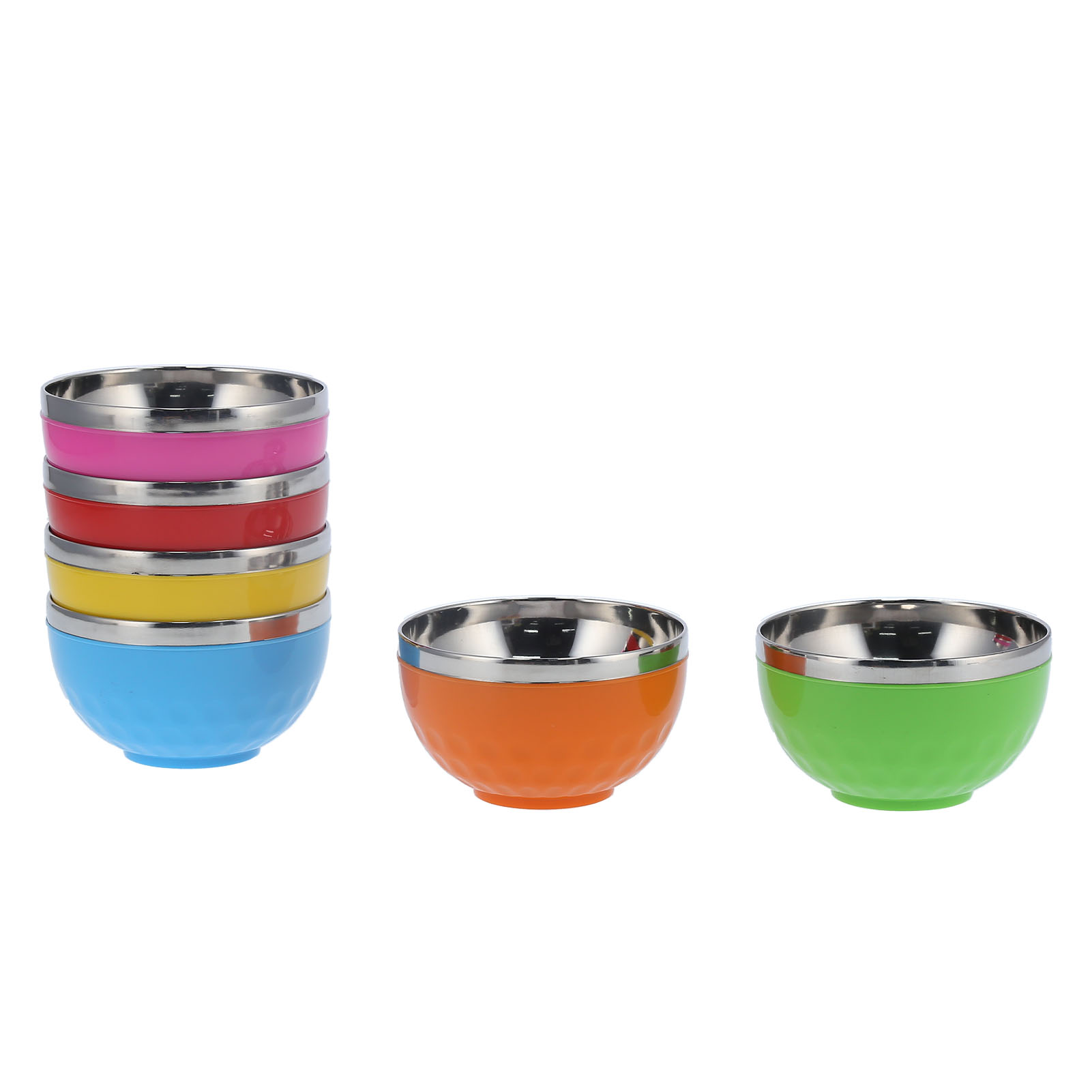 6er-set Farbenfrohe, Isolierte Edelstahlschüsseln Für Salat, Pasta Und Reis, Für Den Täglichen Gebrauch, Für Die Küche, Durchmesser 13 Cm, Größe S, Hitzebeständig