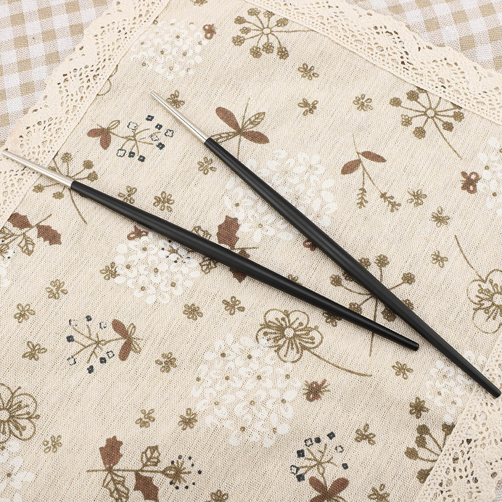 Set Japanischer Essstäbchen Aus Edelstahl 304 Für Sushi, Silber-schwarzes Tischbesteck, Wiederverwendbar, Langlebig, Abwaschbar, Set Mit Zwei Stäbchen.