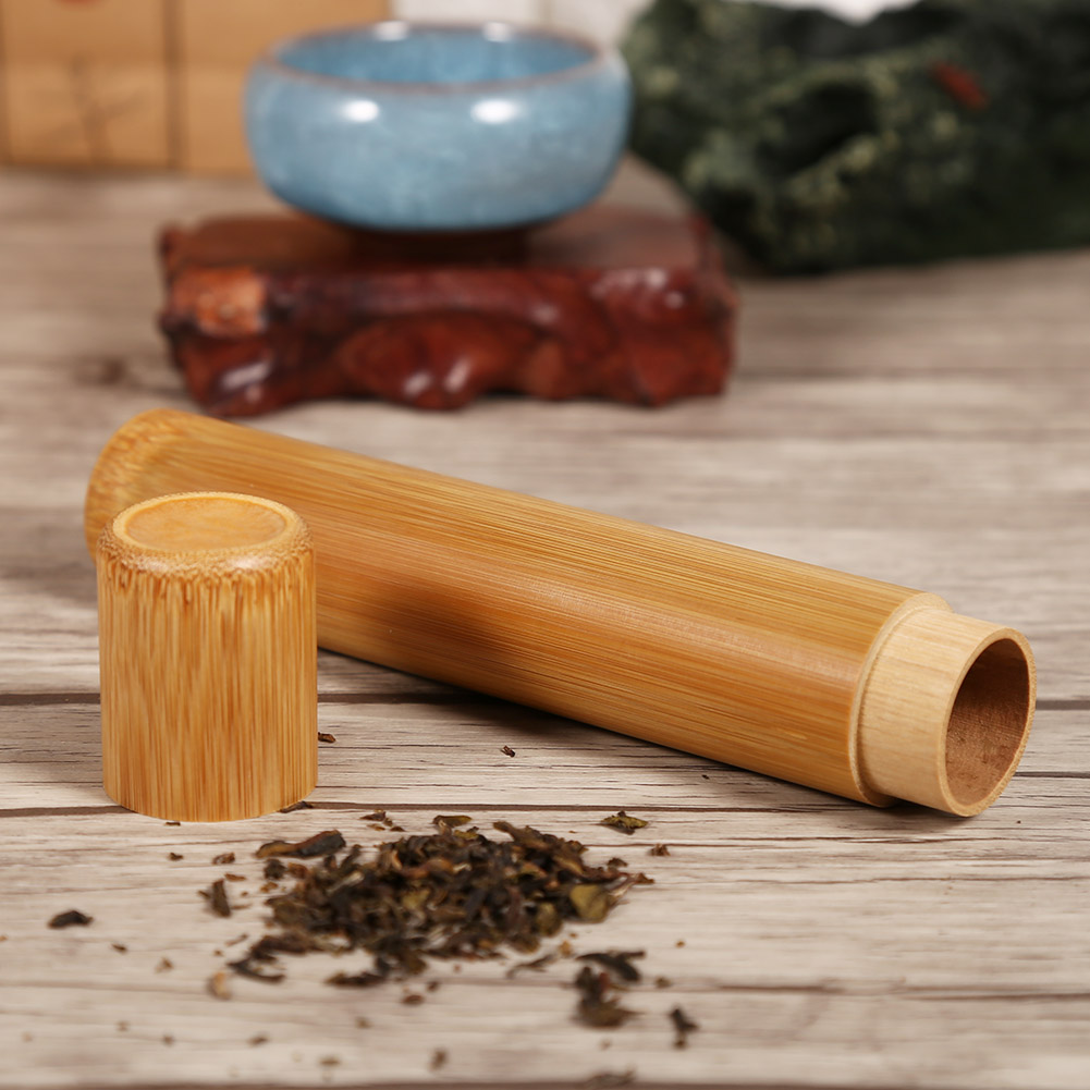 Runde Teedose Aus Natürlichem Bambus, Tragbarer, Handgefertigter Aufbewahrungsbehälter Für Teeblätter, Zylindrischer Behälter Mit Deckel, 2,5 X 15,5 Cm, Ideal Für Reisen Und Küche.
