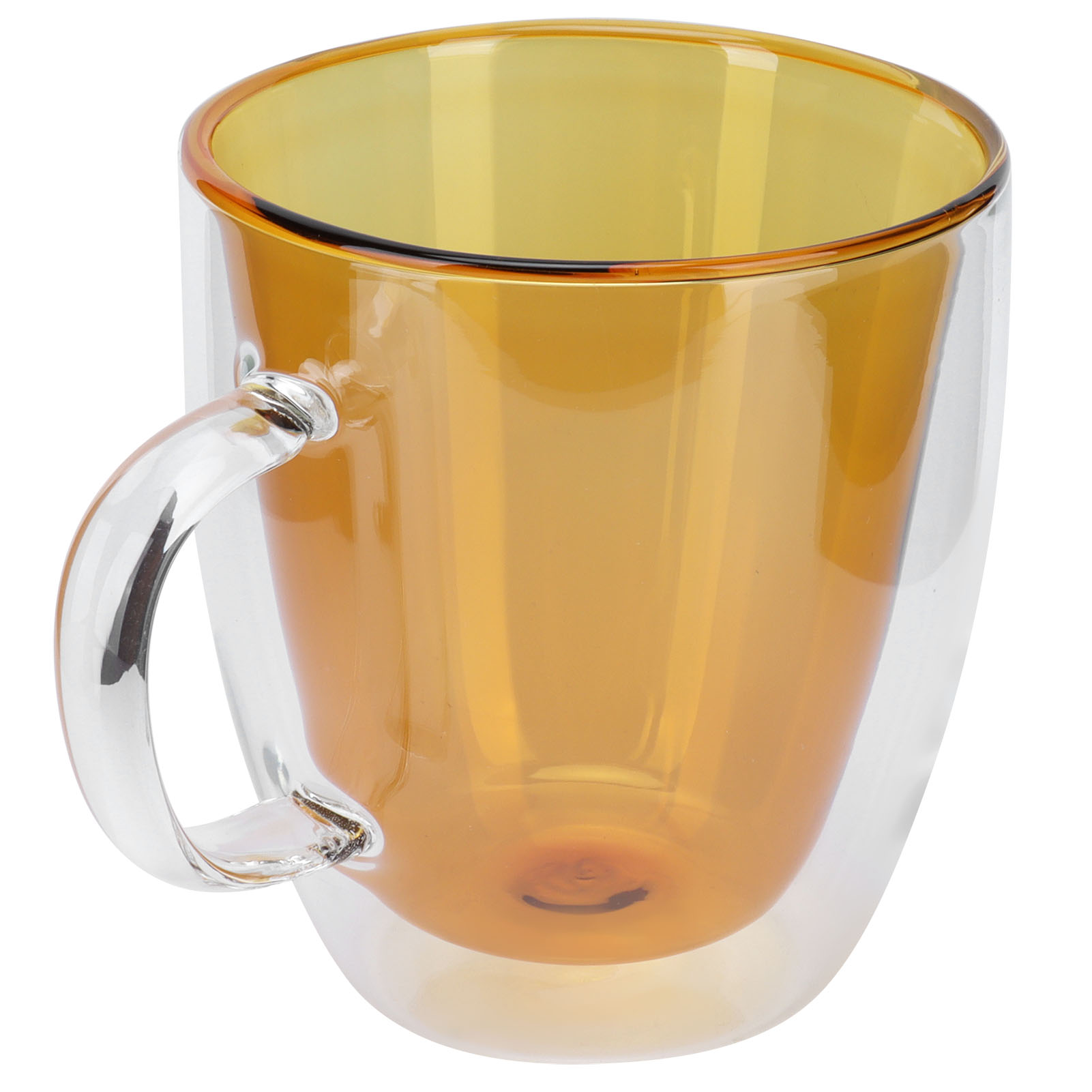 Zweilagiger Zylindrischer Kaffeebecher, Hitzebeständiger Transparenter Becher Für Milch, Zuhause, Schule, Büro (gelbe Innenseite)