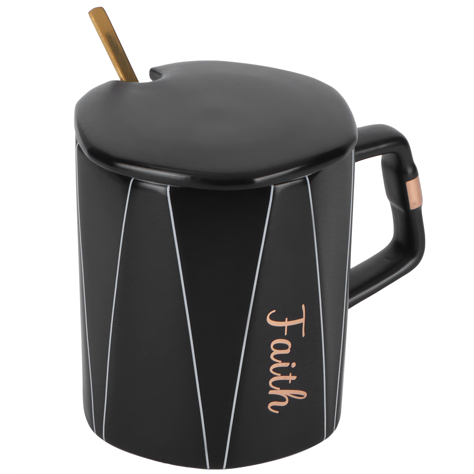 Achteckige Keramiktasse Mit Löffel Und Deckel, Bürobecher Für Paare, Originelles Geschenk Für Freunde, Typ C