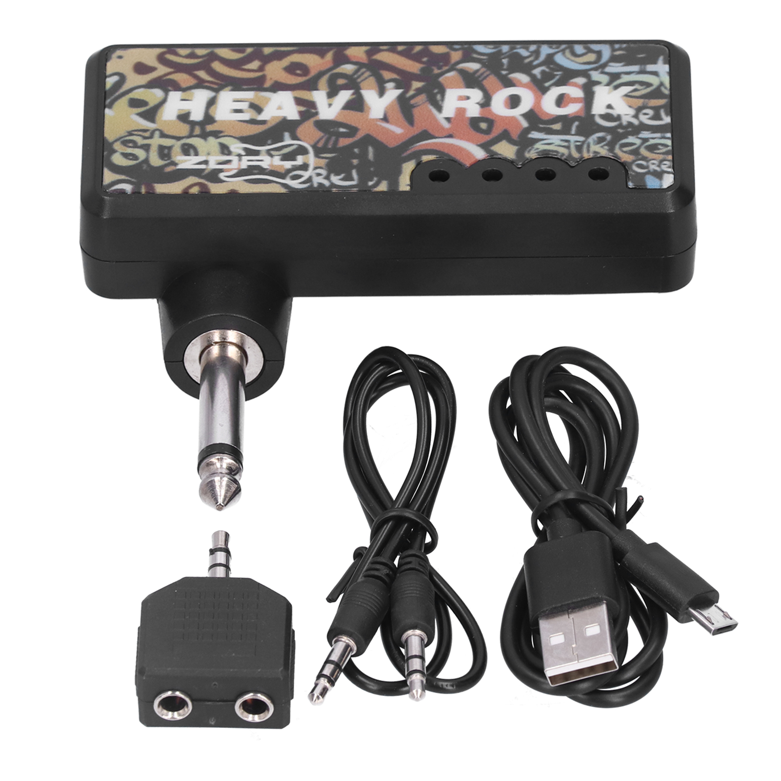 Kopfhörerverstärker Für E-gitarre Und E-bass Mit Audiokabel, Netzteil Und Usb-ladefunktion – Tragbares Gitarrenzubehör