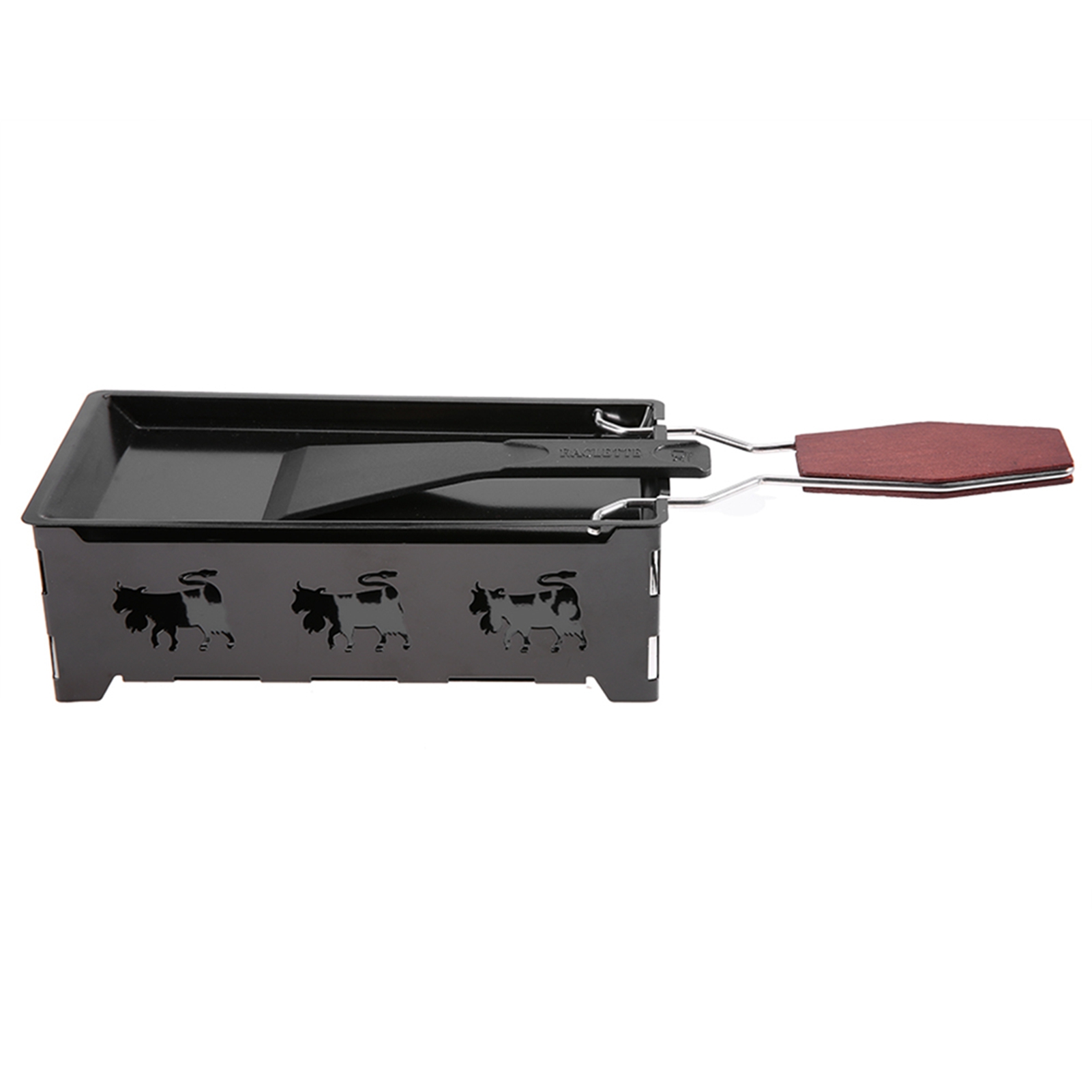 Tragbares Raclette-fondue-set Mit Grillpfanne Und Holzgriff, Kochutensil Für Backofen Und Herd
