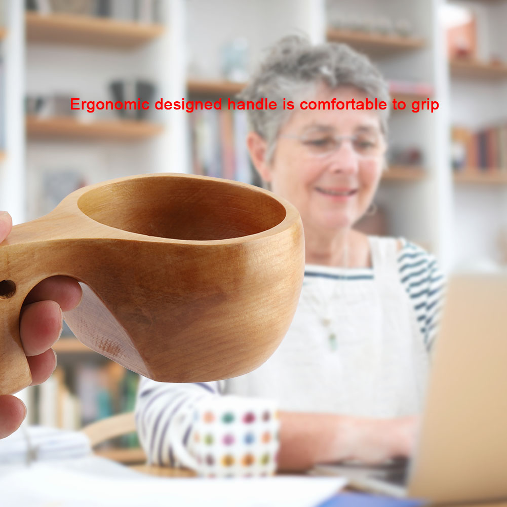 Naturholzbecher Für Tee Und Kaffee, Tragbarer Outdoor-becher Mit Henkel, Trinkbecher Aus Massivholz, 1er-set, Größe 3