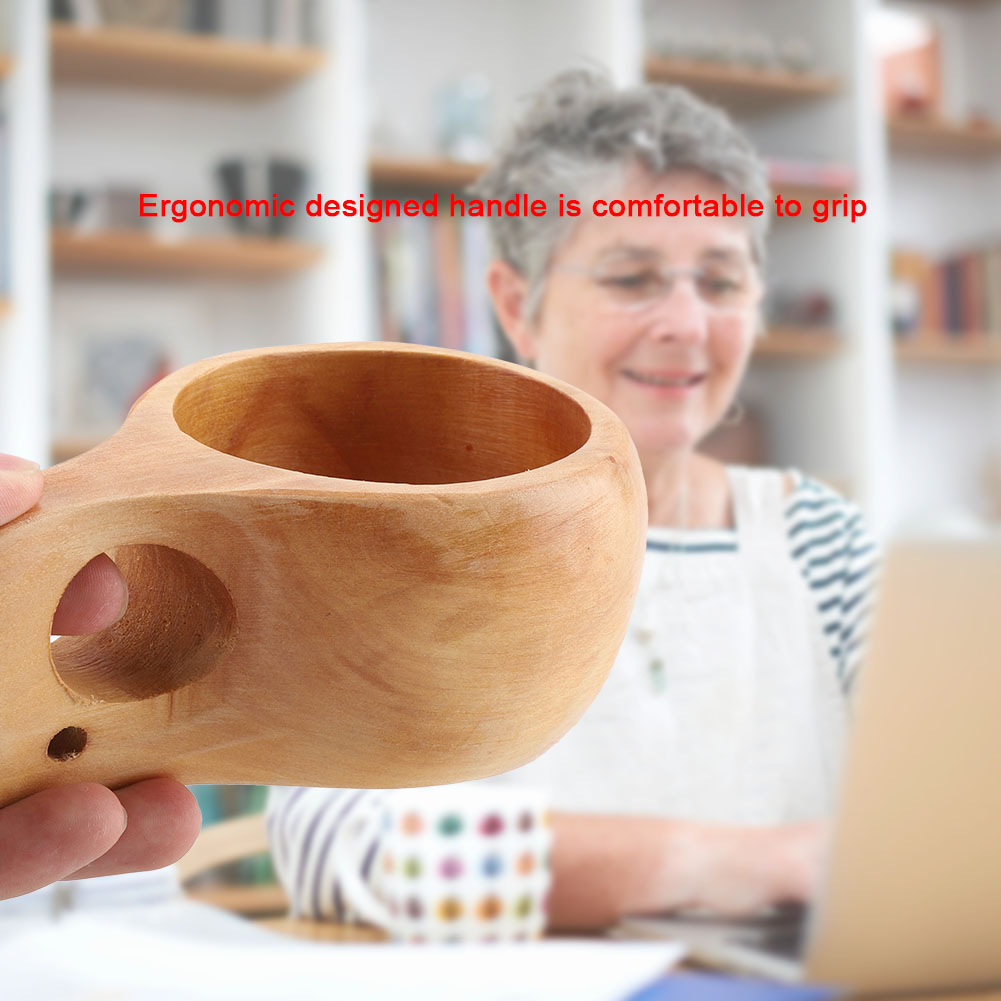 Naturholzbecher Mit Henkel, Tragbarer Becher Für Tee Und Kaffee, Ideal Für Draußen, Für Heiße Und Kalte Getränke, Massivholzbecher Nr. 2