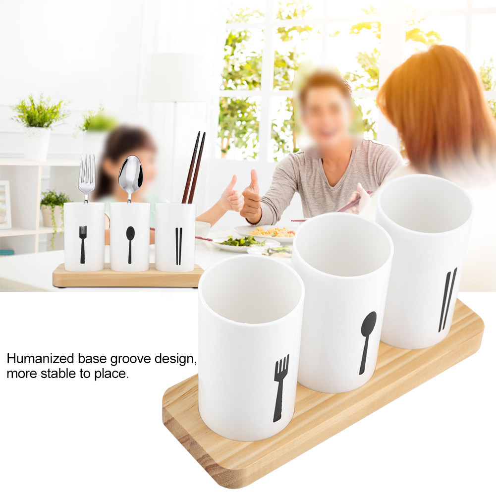 Essstäbchenhalter Aus Eichenholz, Besteckaufbewahrungsbox, Abtropfschale, Messerorganizer, Küchenutensilien