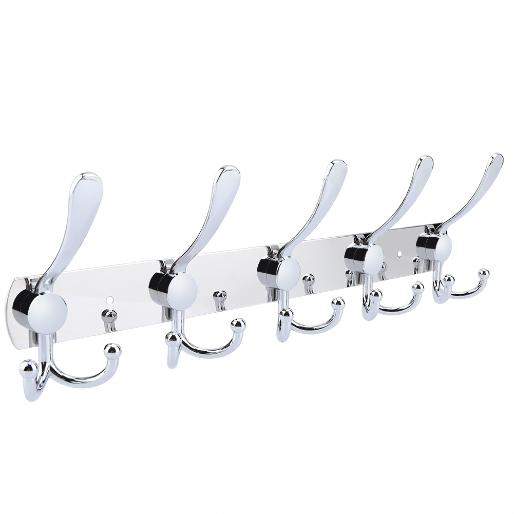 Multifunktionaler Wandhaken Aus Edelstahl, Handtuch- Und Huthalter Fürs Badezimmer, Set Mit 5 Robusten Haken.