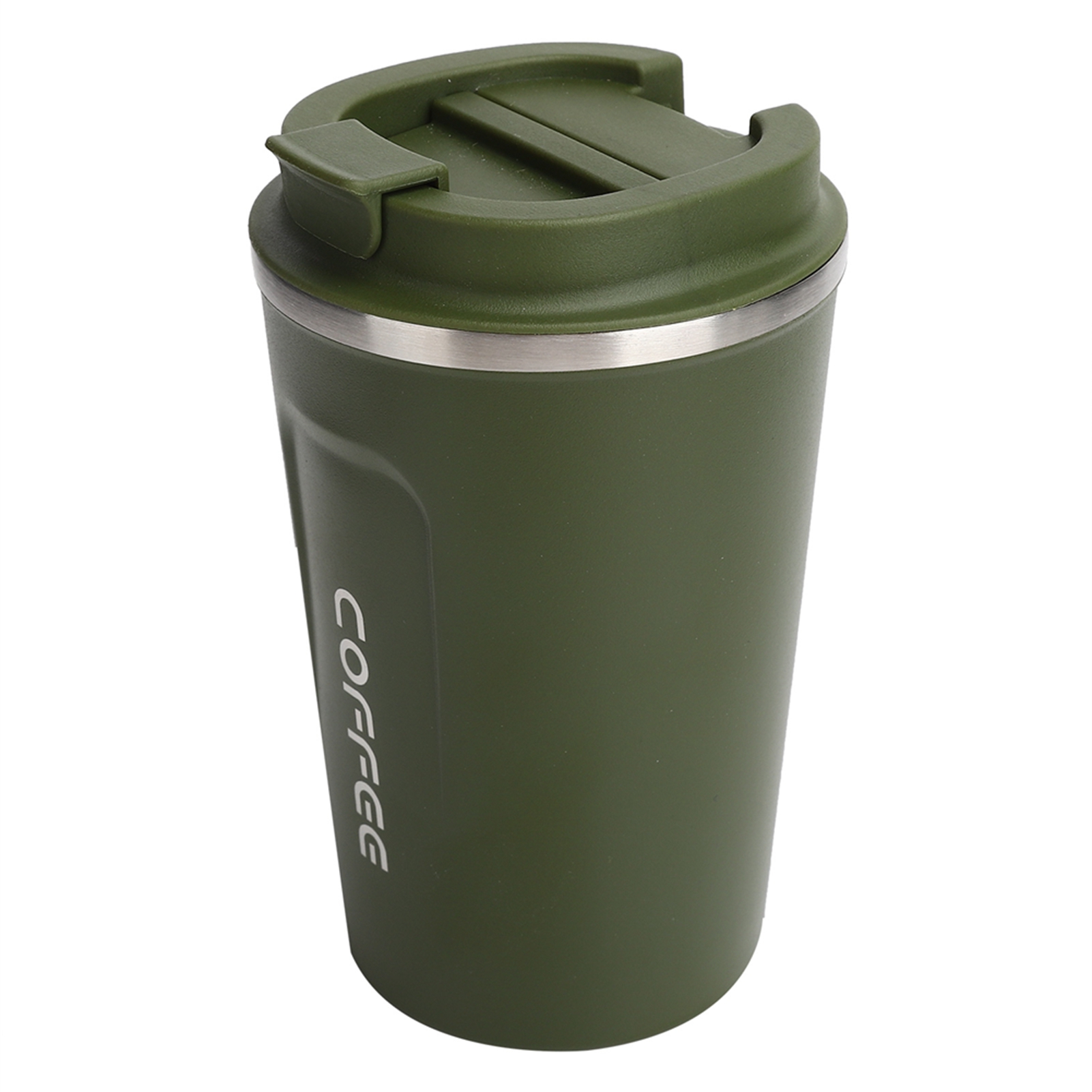 380 Ml Doppelwandige, Isolierte Edelstahl-wasserflasche, Auslaufsicherer Tragbarer Kaffeebecher Fürs Auto, Grüner Thermosbecher.