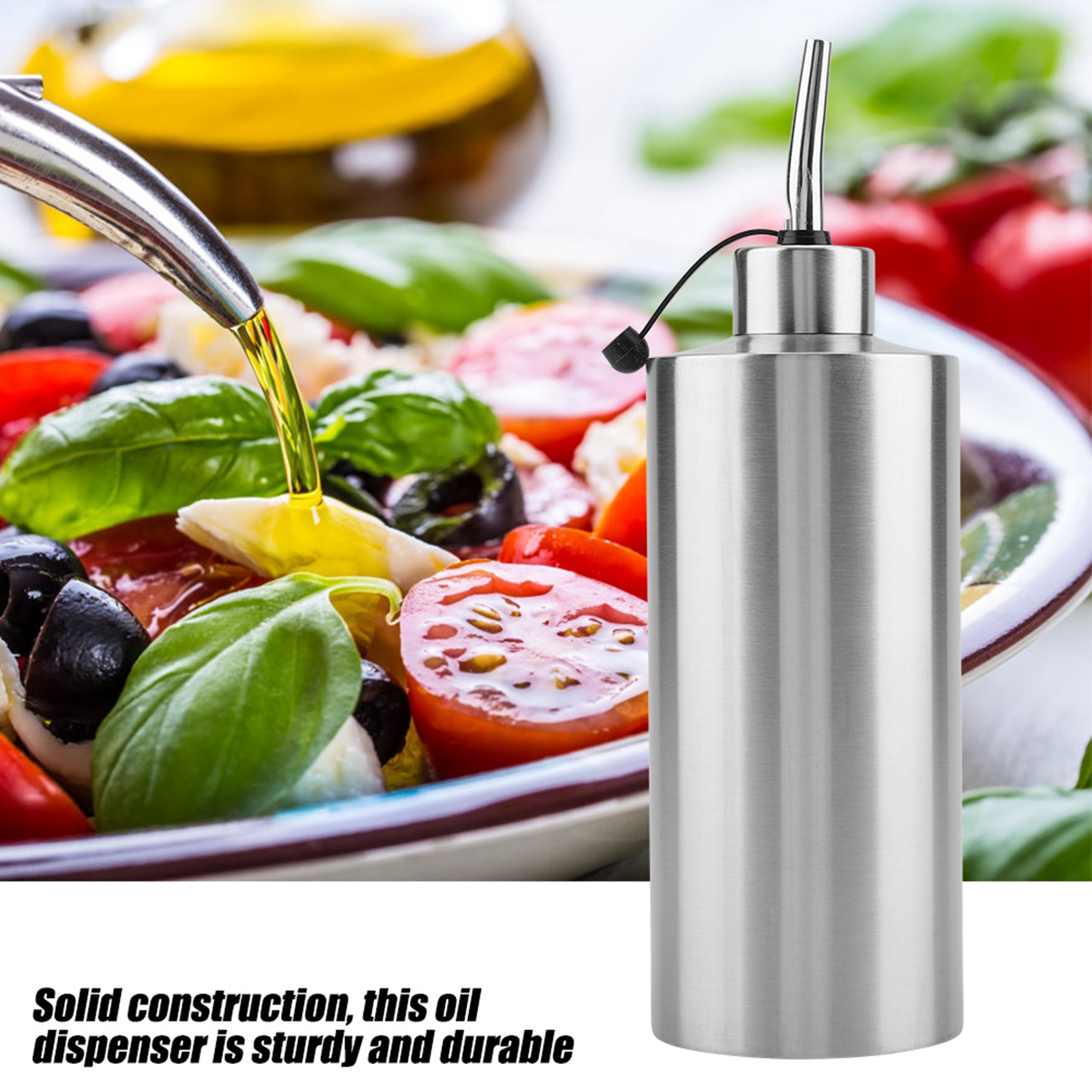 550 Ml Edelstahl-ölflasche, Essig- Und Soßenspender, Küchenbehälter, Haushaltsutensil, 1er-set.