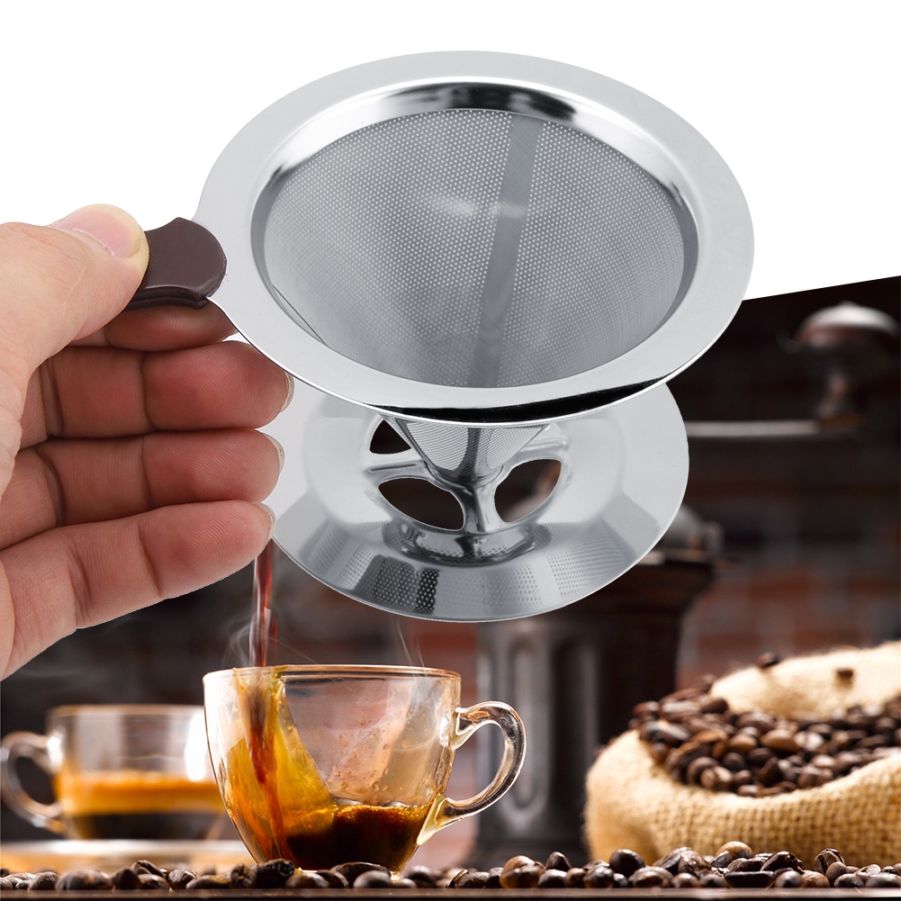 Wiederverwendbarer Edelstahl-kaffeefilter, Doppellagig, Filterhalter Mit Tassenstütze, Langlebiger Infuser