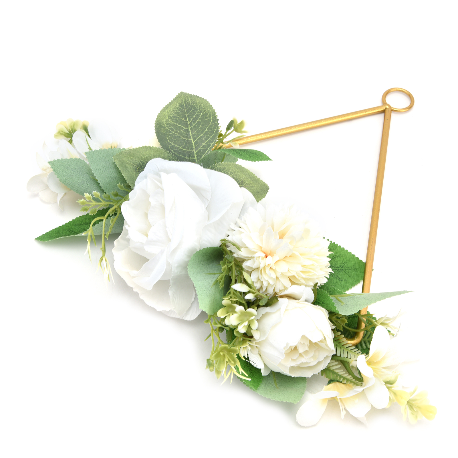Dreieckiger Wandkranz Aus Metall Mit Künstlichem Blumenring, Hängedekoration Für Hochzeiten, Zuhause, Cafés