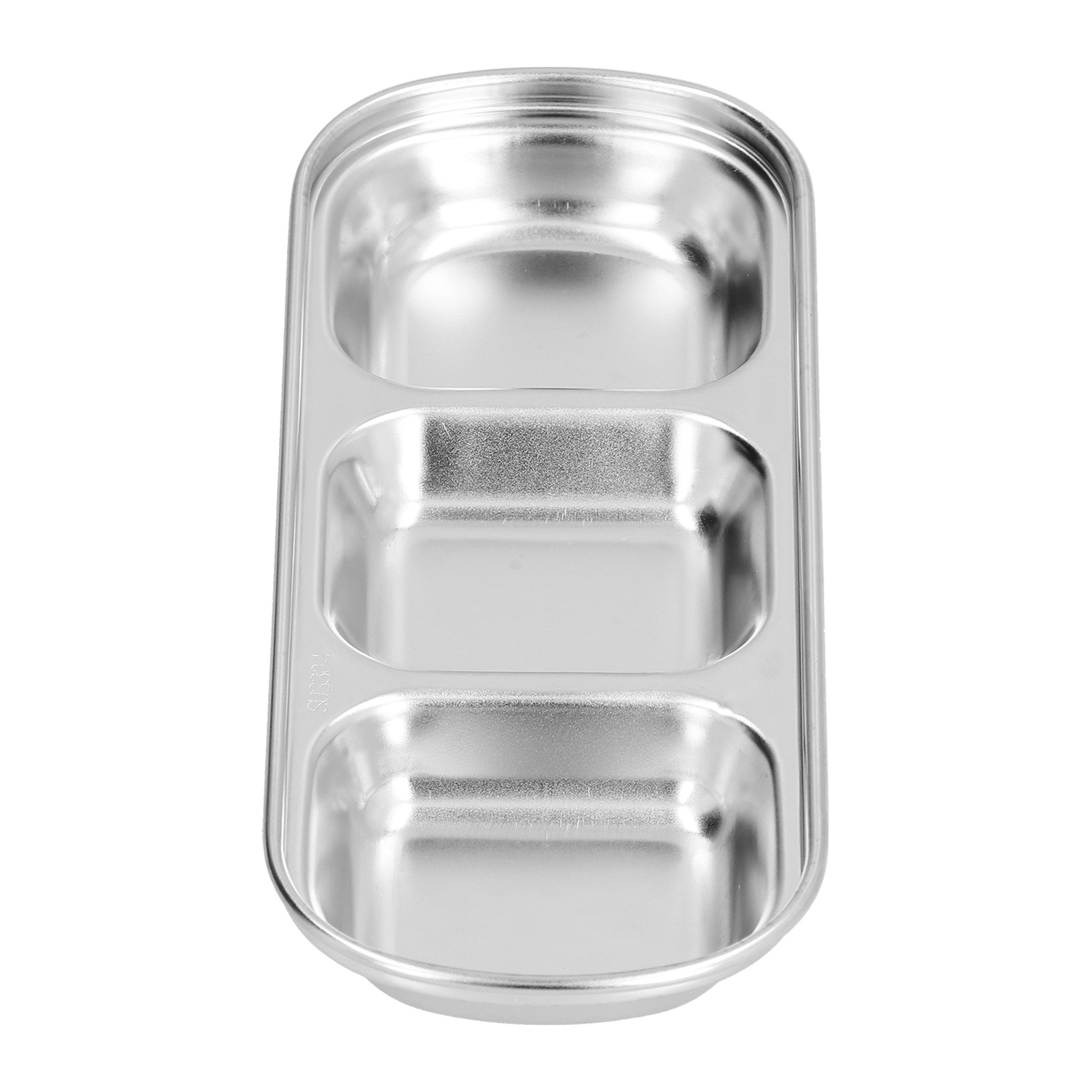 Verdickte Edelstahl-servierplatte, Unterteilte Schale Für Fonduesauce Und Snacks, 3 Fächer, Ideal Für Kantinen