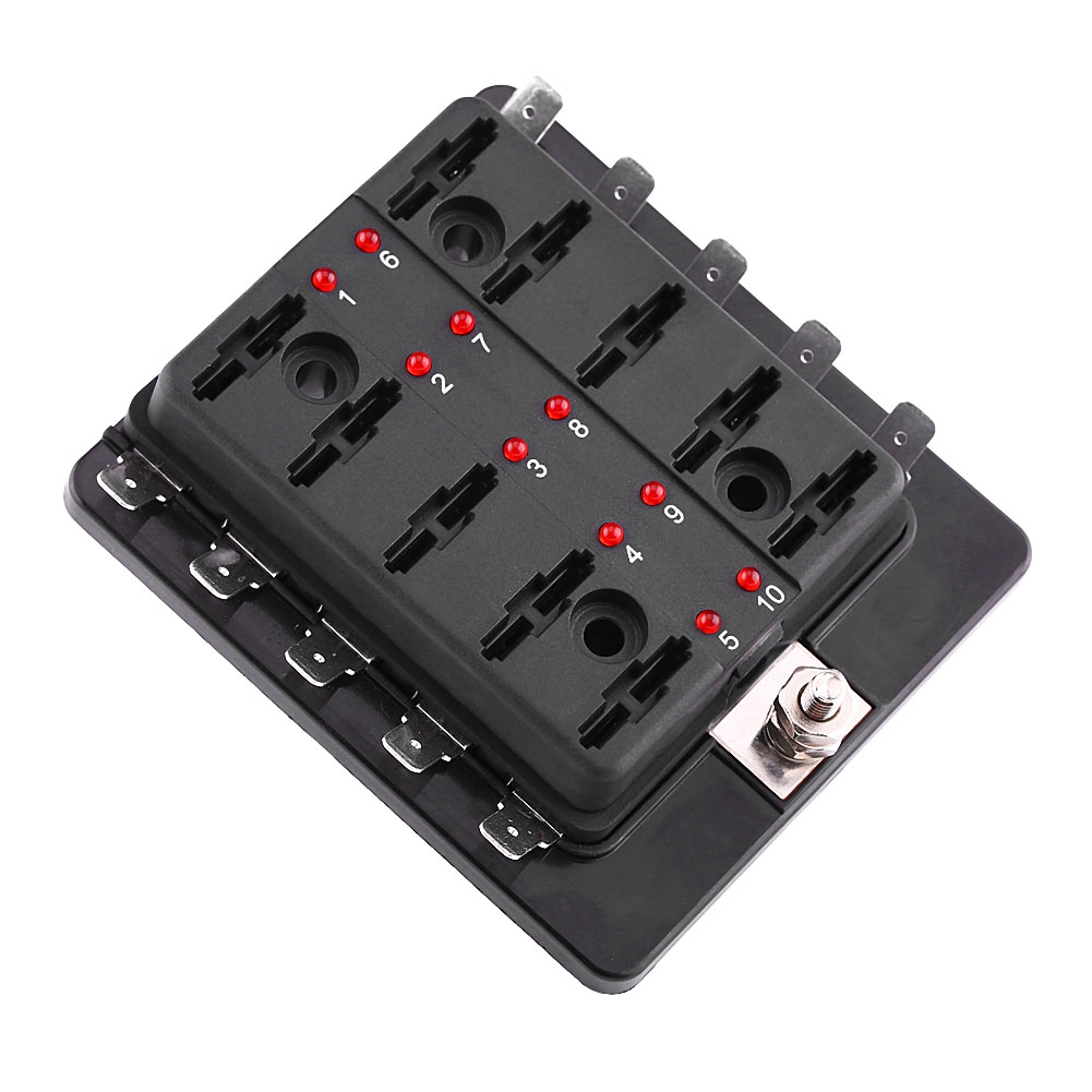 Packung Mit 10 10-fach-flachsicherungshaltern Mit Led-anzeige, Verteilerkasten Für Auto, Transporter, Boot, Schifffahrt, Elektrischer Schutz