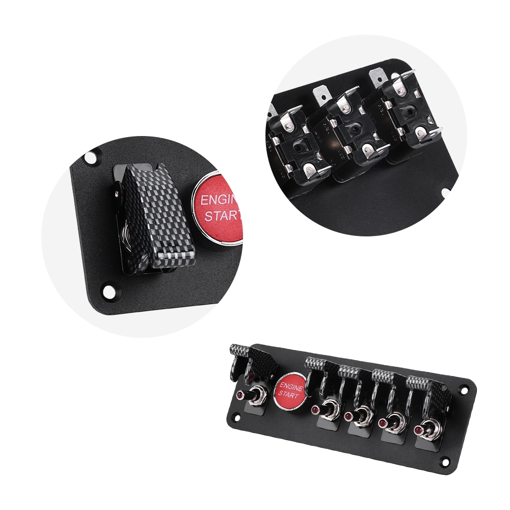 12v 6-gruppen-motorstarterplatine, Kippschalter Mit Druckknopf Für Rennwagen, Kohlefaser