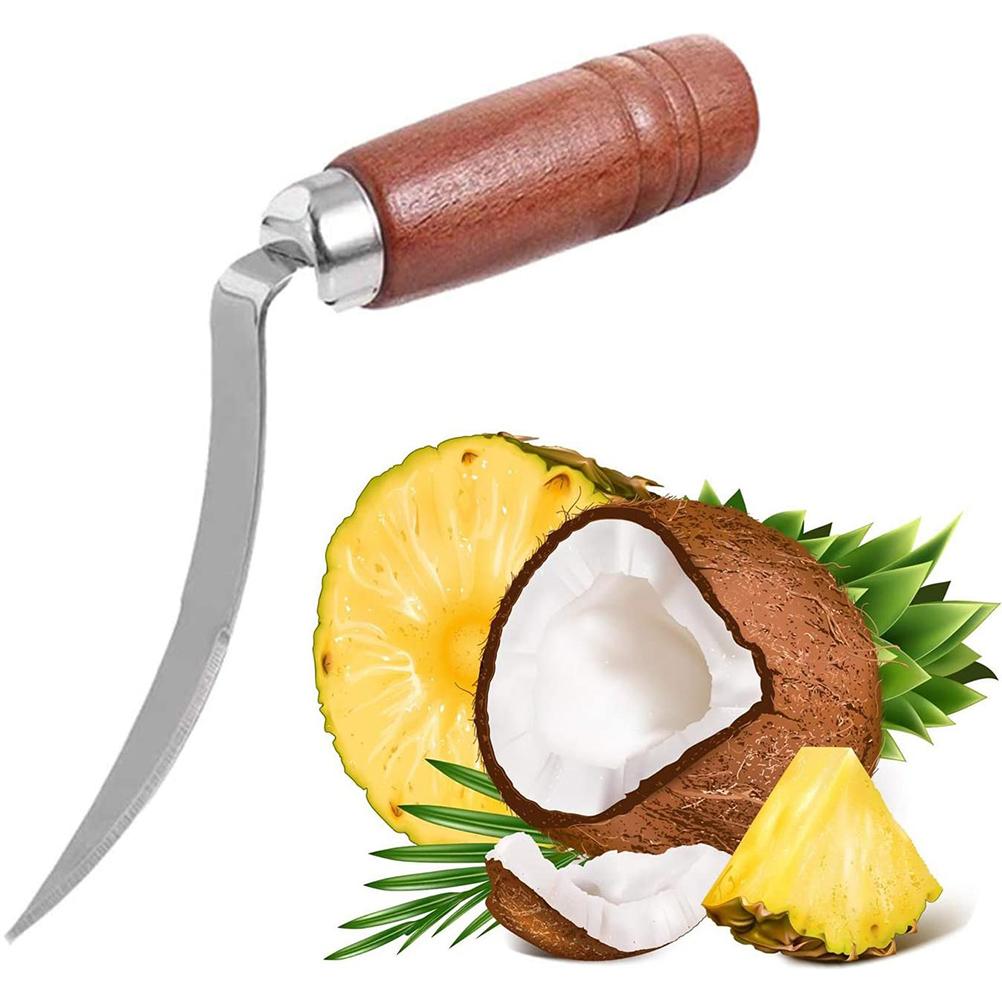 Kokosnussdosenöffner Mit Edelstahlschaber Und Holzgriff, Küchenutensil Zum Auskratzen Und Öffnen Von Kokosnüssen.