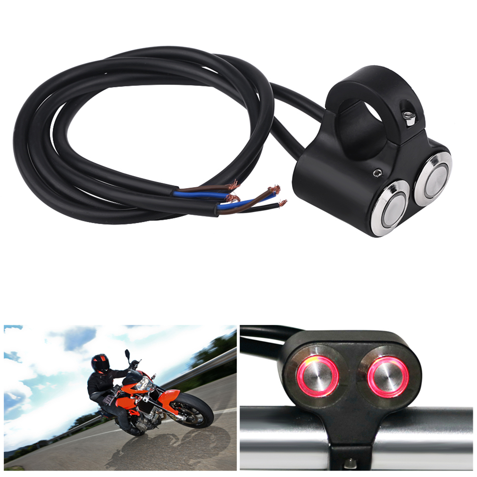 Motorrad-lenkerschalter 22 Mm 7/8 Zoll, Scheinwerfer-, Brems- Und Nebelscheinwerfersteuerung Ein/aus Mit Kontrollleuchte, Typ D