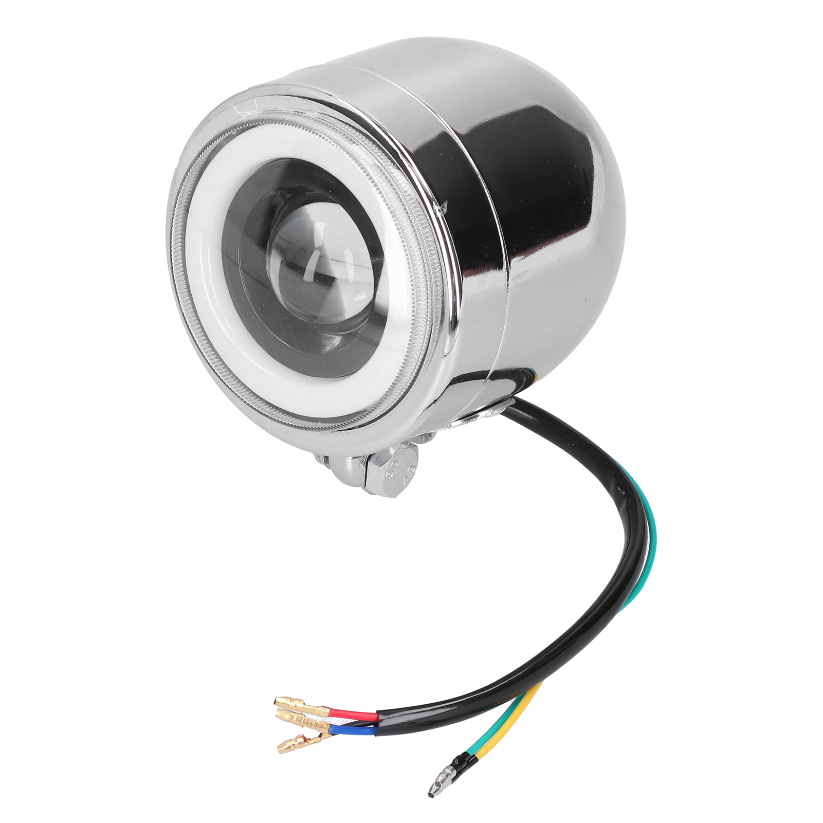 Runder 4,25-zoll-led-scheinwerfer Mit Angel-eye-ring, Doppelstrahl, Retro-motorrad-design, Chromgehäuse, Weißem Und Gelbem Licht, Tagfahrlicht, Universelles Paar