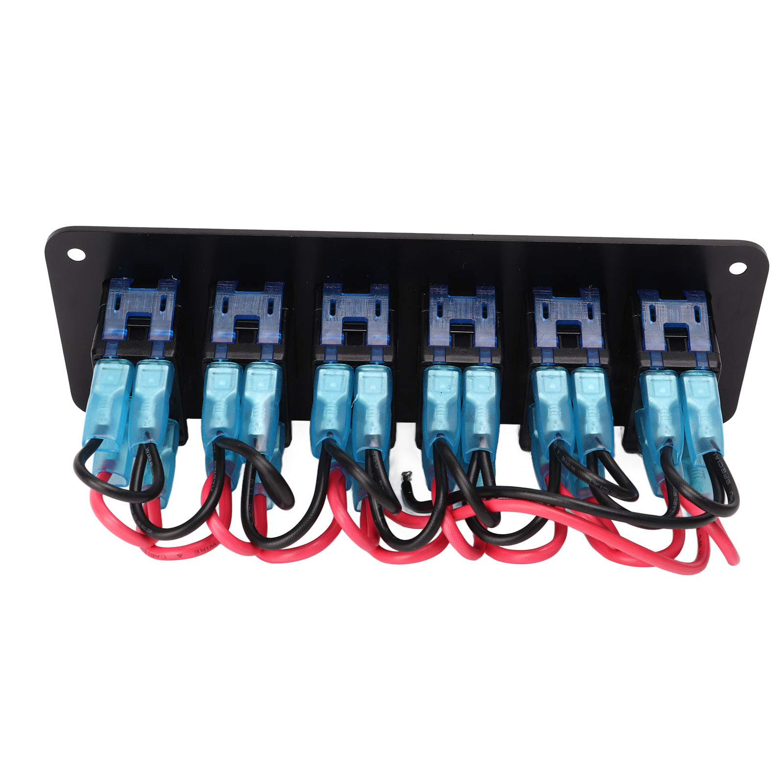 6-fach Schalterfeld Mit Blau Hinterleuchteten, Wasserdichten Kippschaltern Aus Schwarz Eloxierter Aluminiumlegierung Für Boote, Wohnmobile, Lkws, Pkws, 12v-24v
