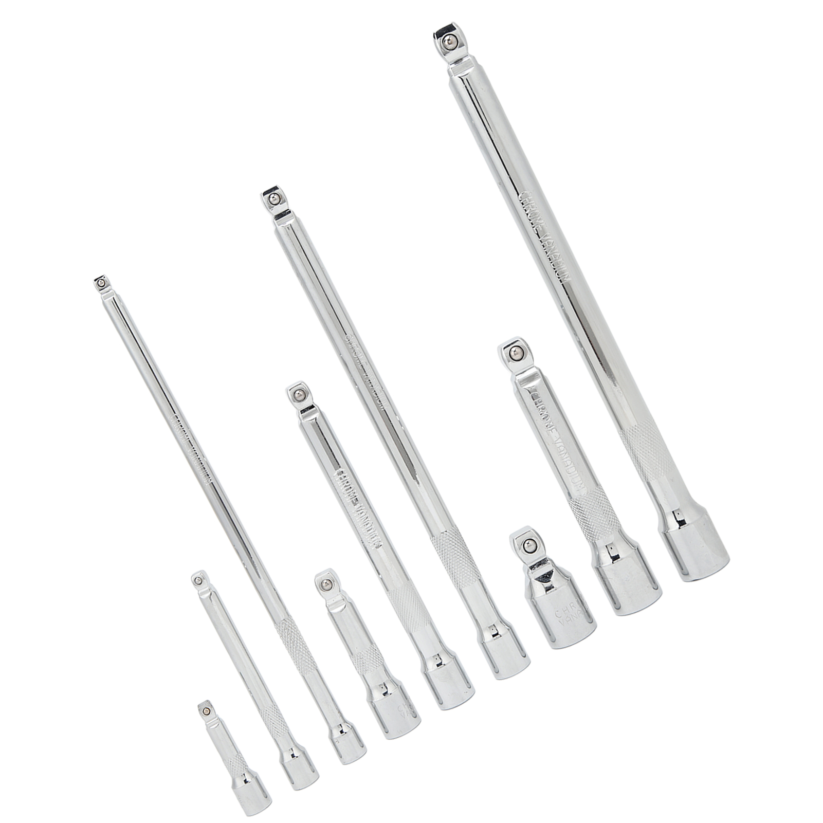 Set Mit 9 Gelenkverlängerungen (1/4", 3/8" Und 1/2") Inklusive Verlängerungsstange Und Aufbewahrungsschale