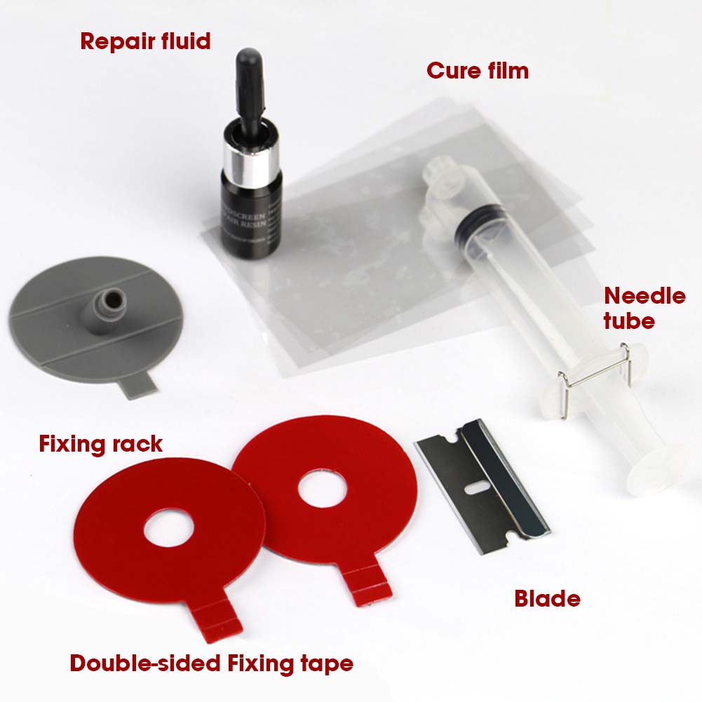 Auto-windschutzscheiben-reparaturset, Werkzeug Für Gerissenes Glas, Kompatibel Mit Stern-, Halbmond- Und Kombinierten Rissen, Komplettes Set.