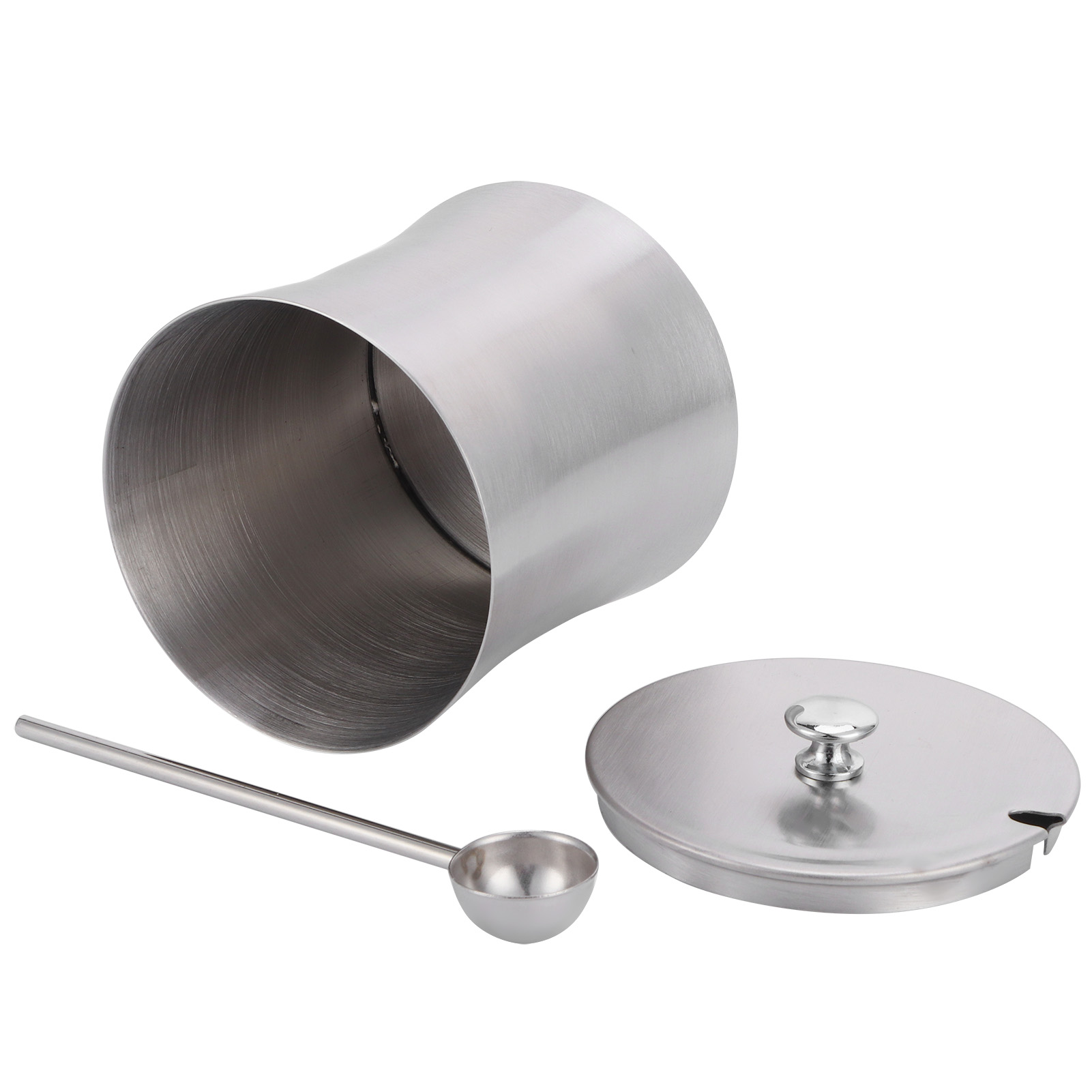 Gewürzglas Aus Edelstahl Mit Deckel Und Löffel, Würztöpfchen, Gewürzbox.