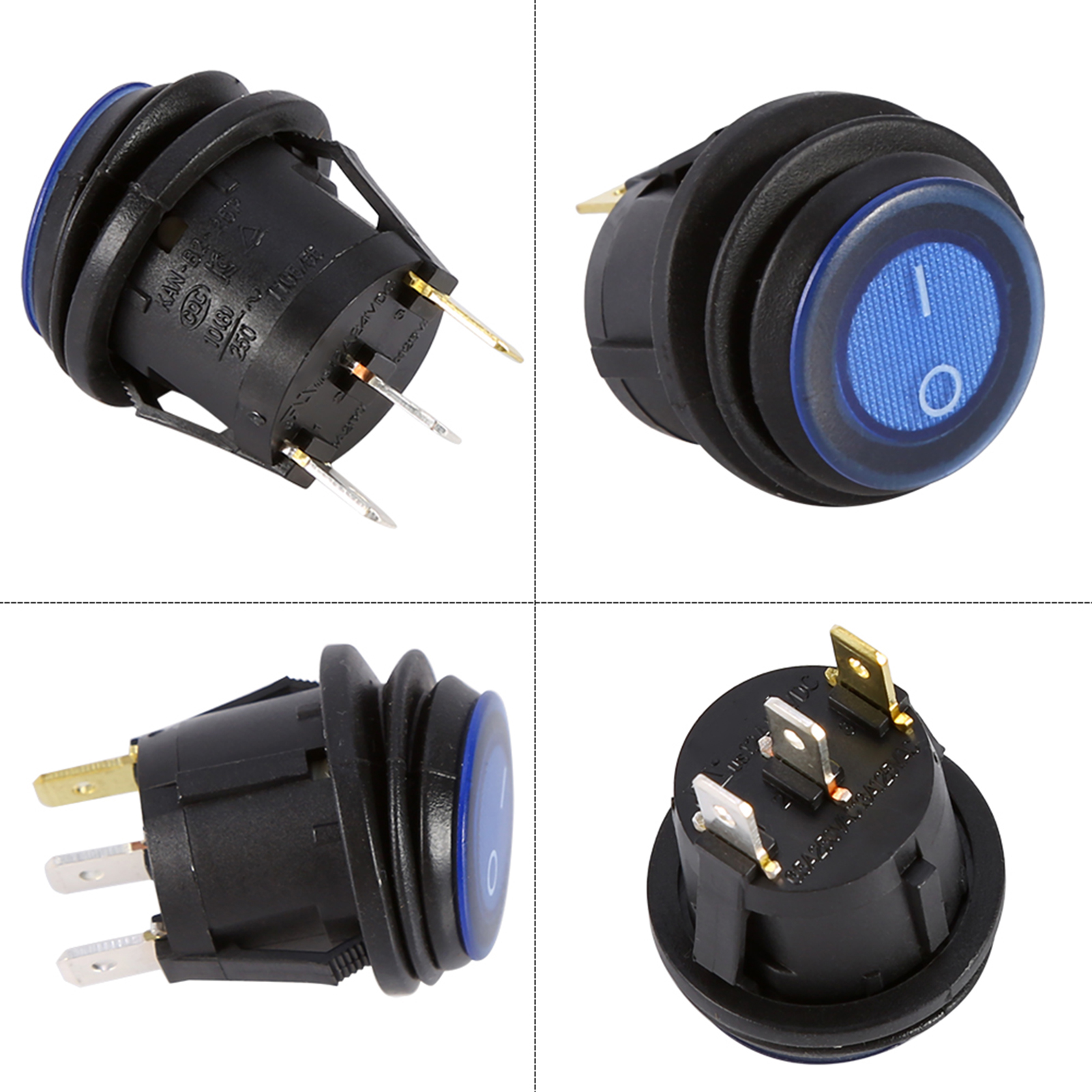 Runder 12-v-wippschalter Mit Blauer Led Für Auto/boot, Beleuchteter Spst-ein/aus-knopf, 1 Stück